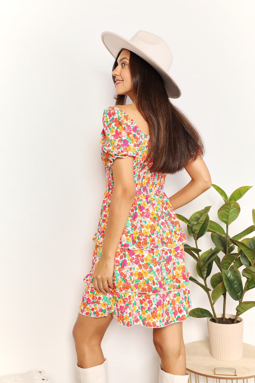 Selene Smocked Floral Mini Dress