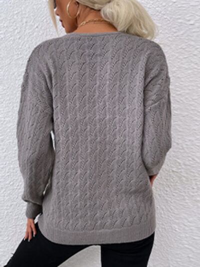 Danielle Openwork Button Up Cardigan