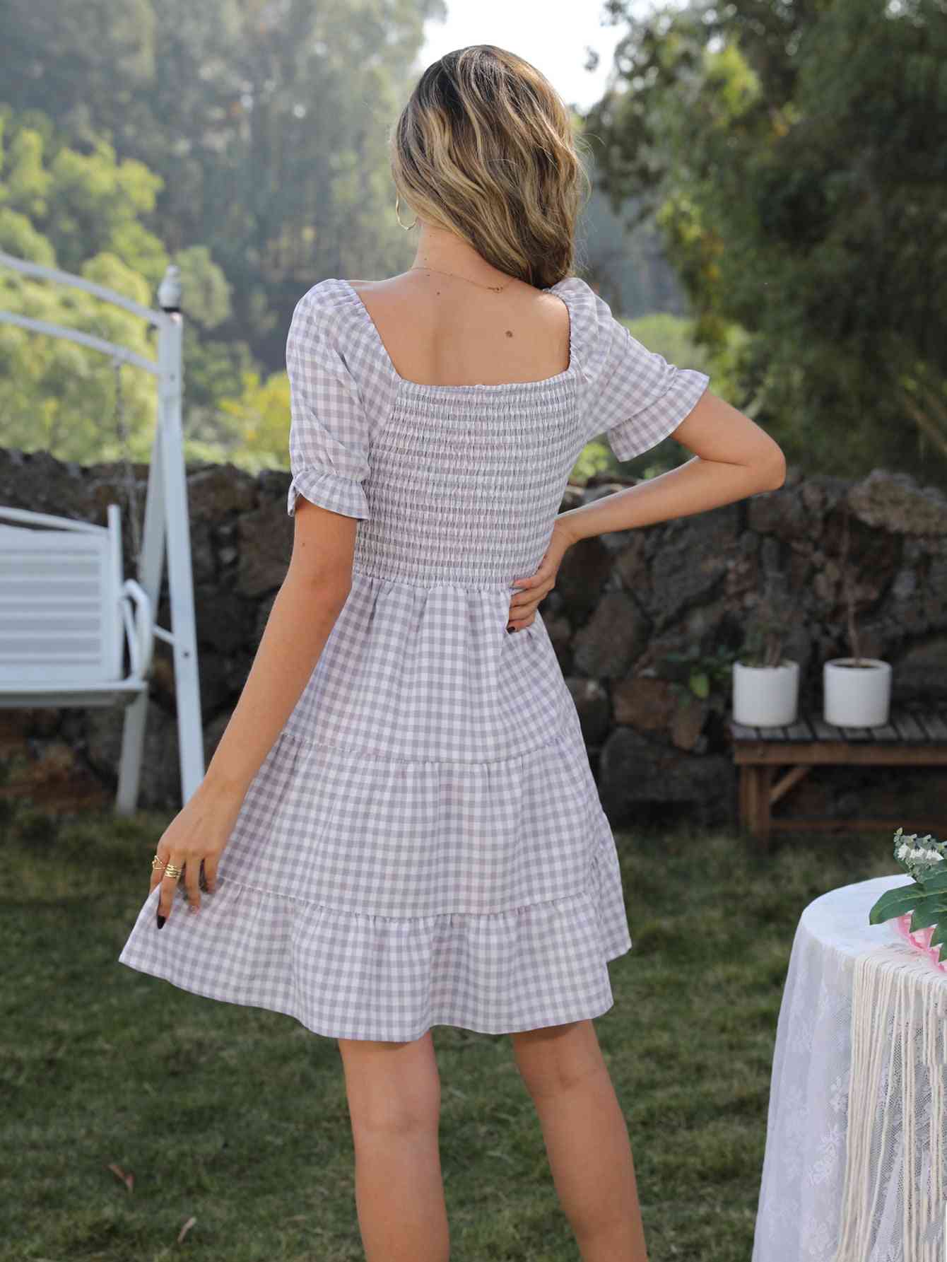 Luna Smocked Flounce Sleeve Dress