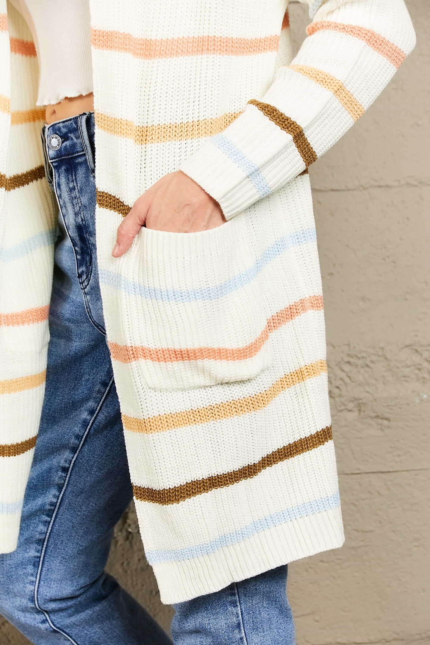 Best Of Me Rib-Knit Striped Cardigan