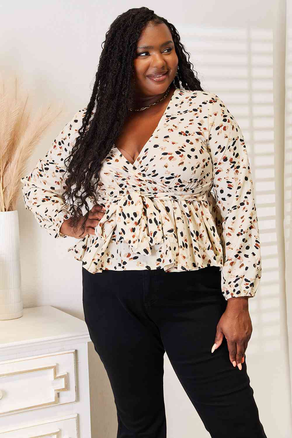 Marseille Tied Peplum Blouse