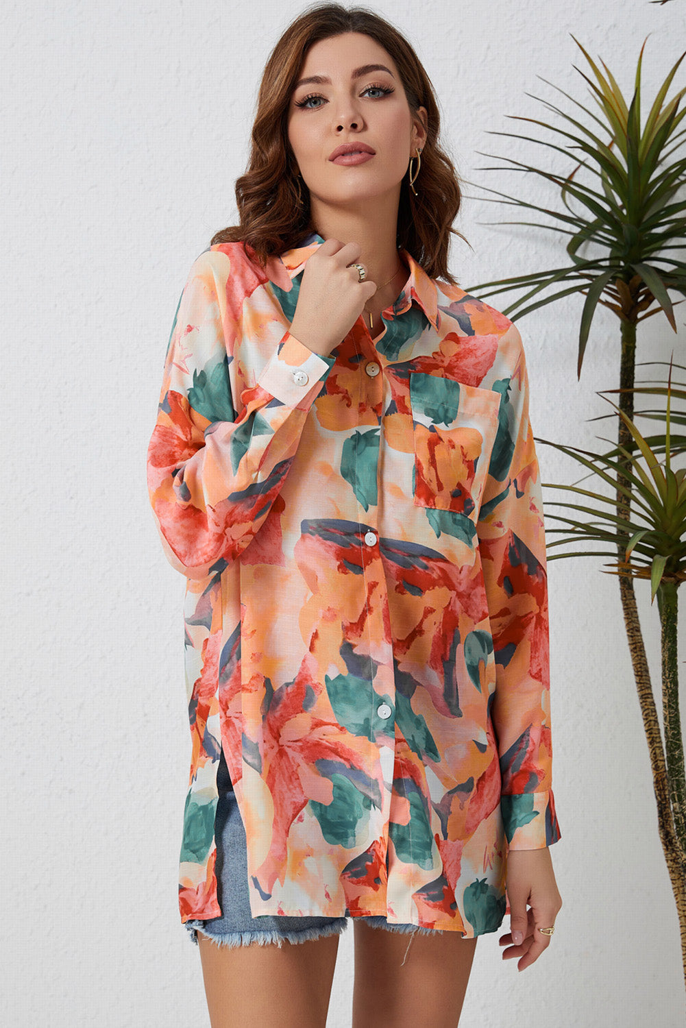 Time To Grow Floral Longline Shirt