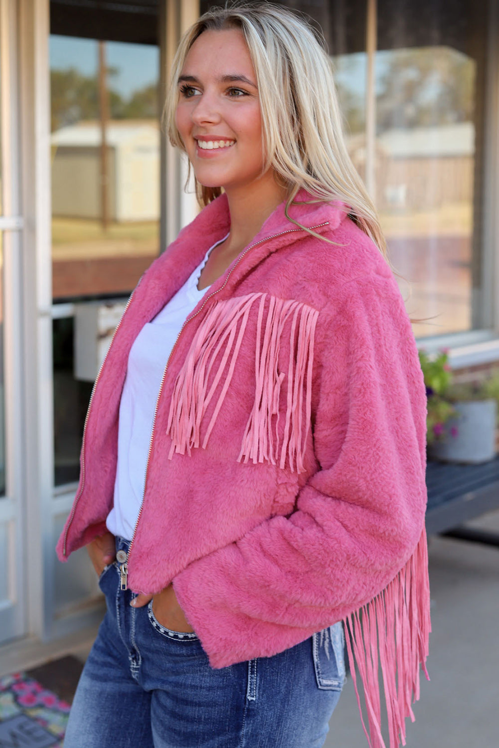 Casual Rodeo Fringe Teddy Jacket