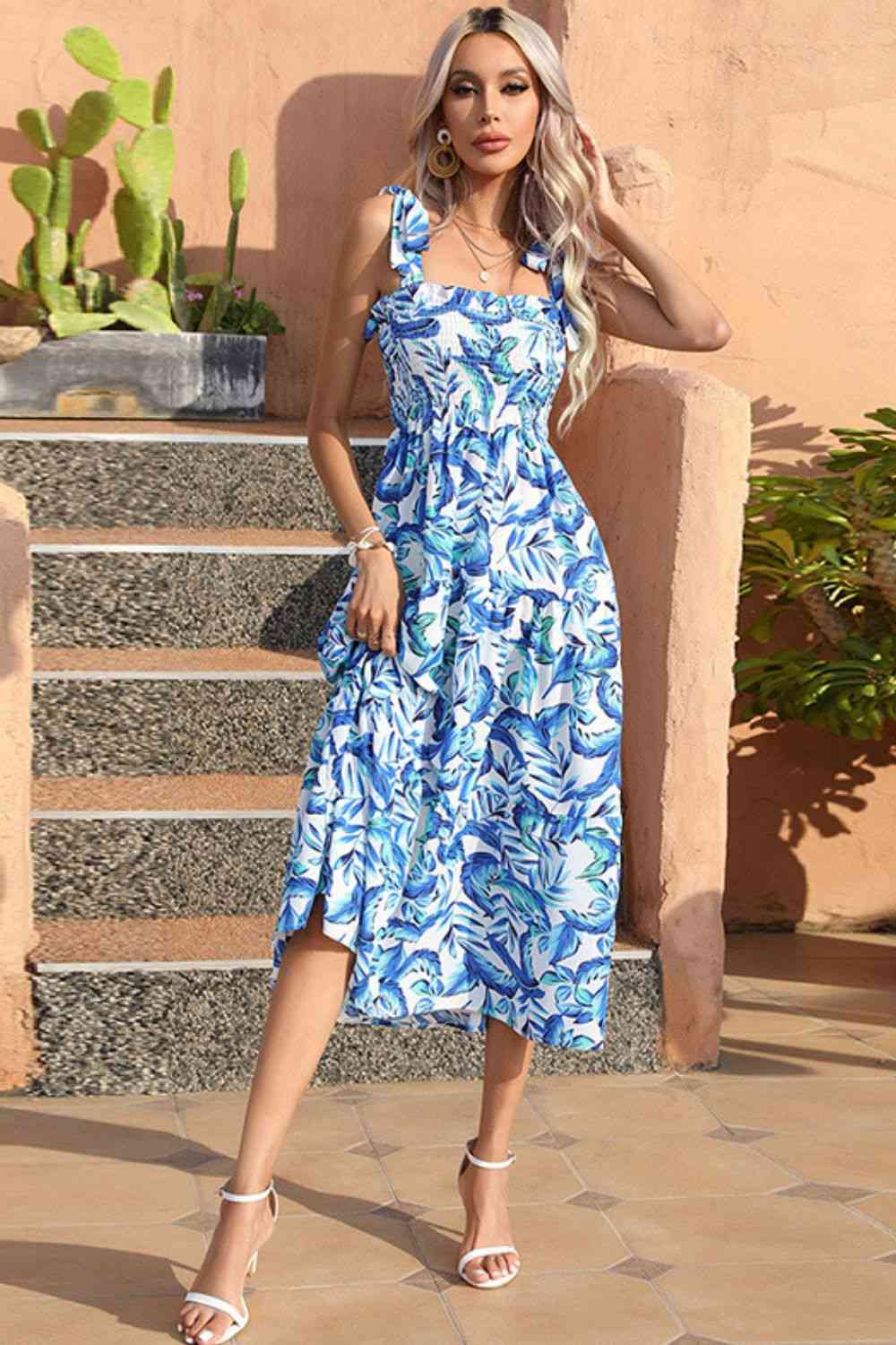 Daphne Tie Smocked Midi Dress