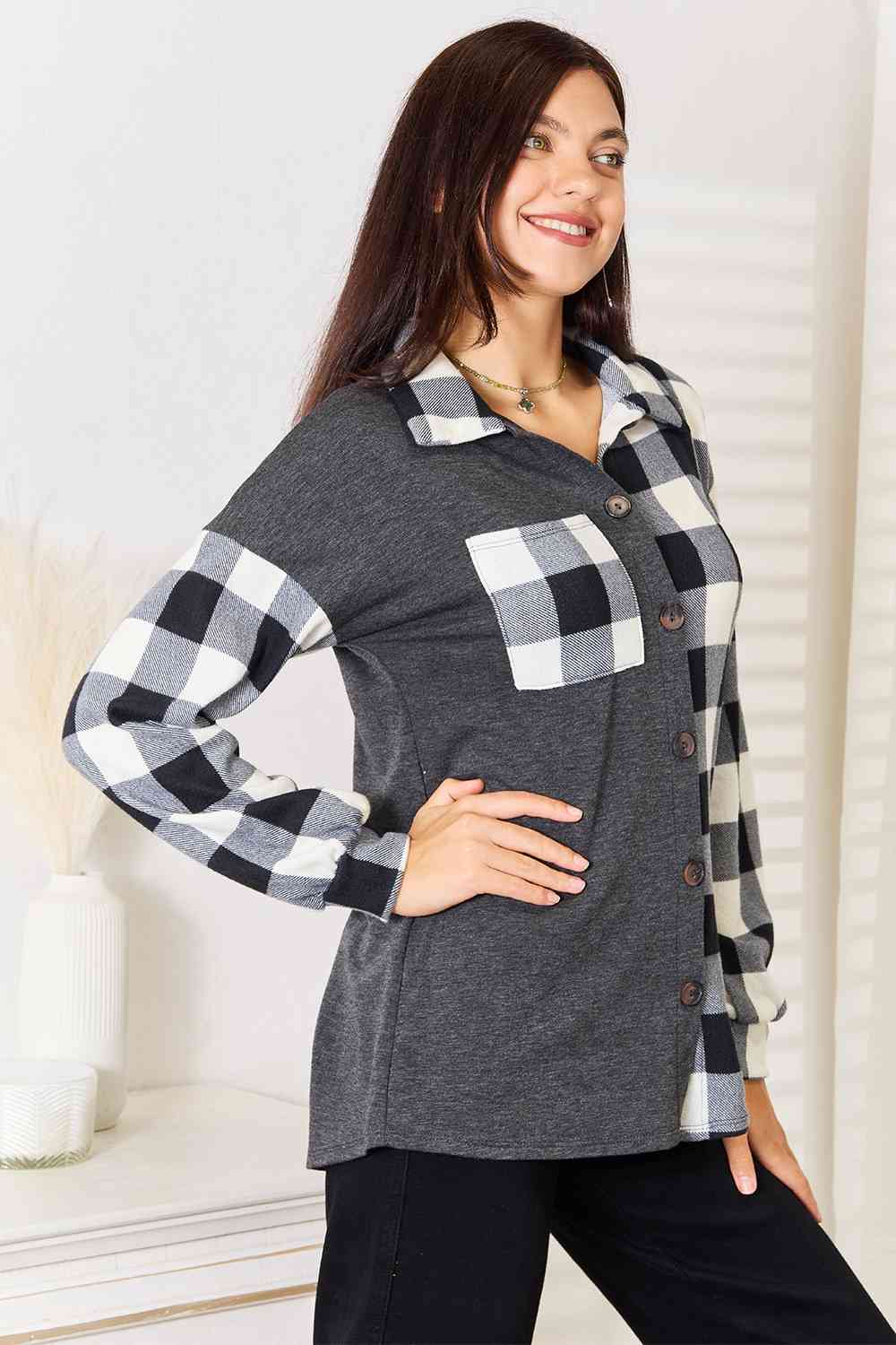Gabriela Plaid Contrast Shacket