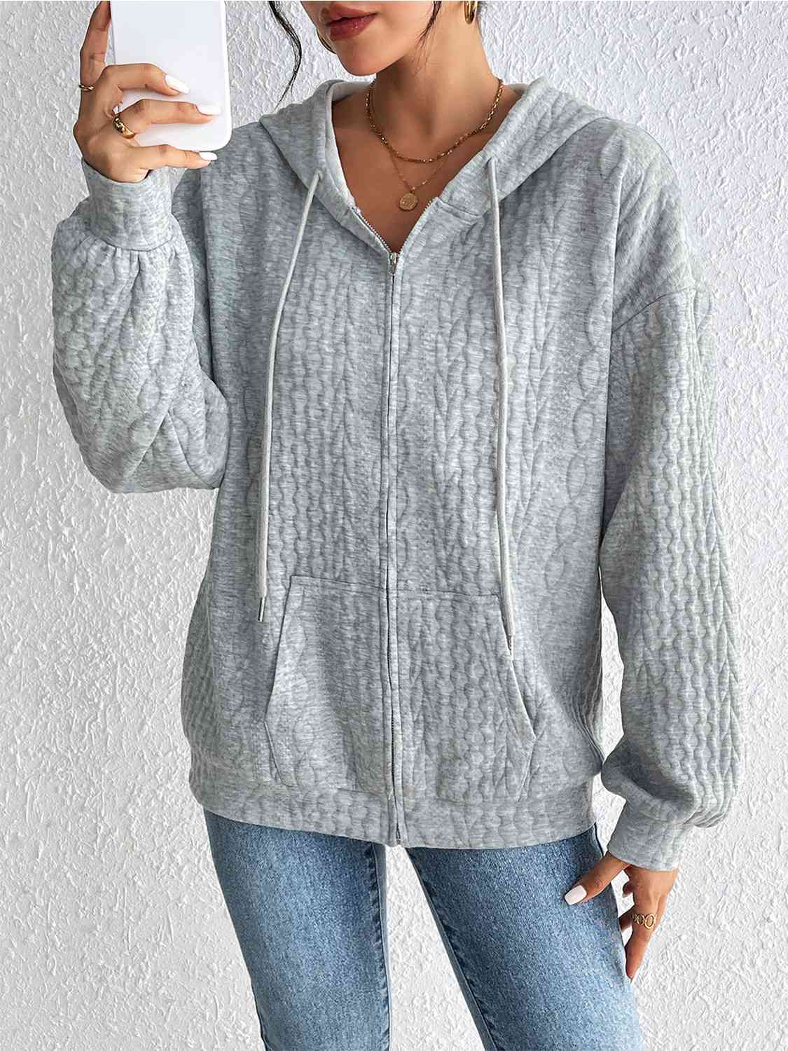 Gabrielle Zip Up Drawstring Hoodie
