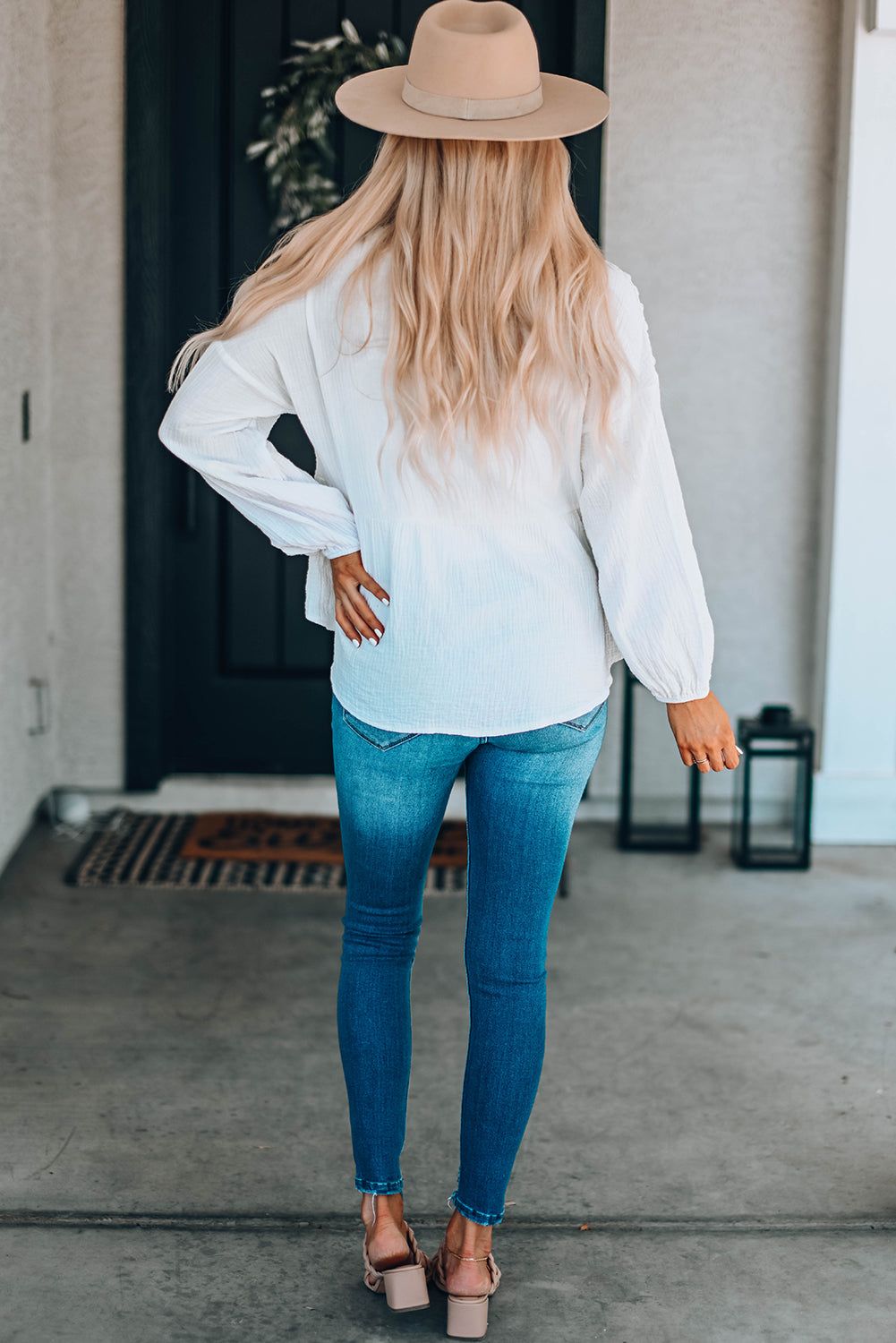 Here For You Spliced Lace Blouse