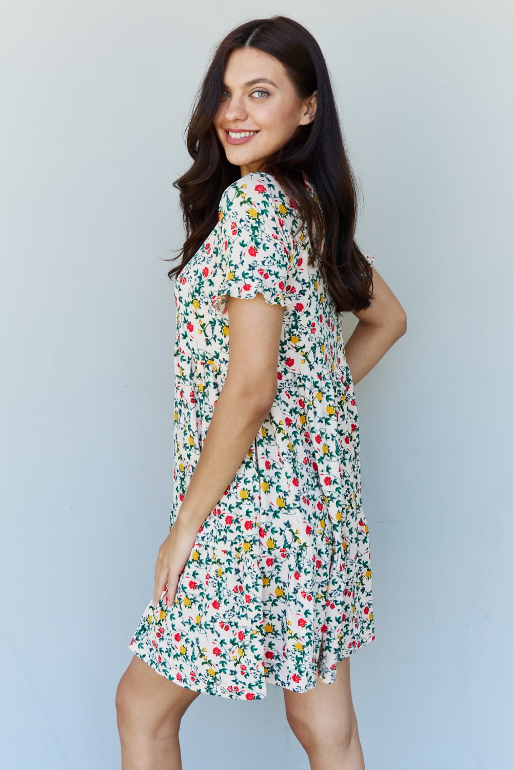 Follow Me Floral Ruffle Mini Dress