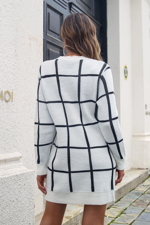 Joanna Plaid Long Sleeve Sweater Dress