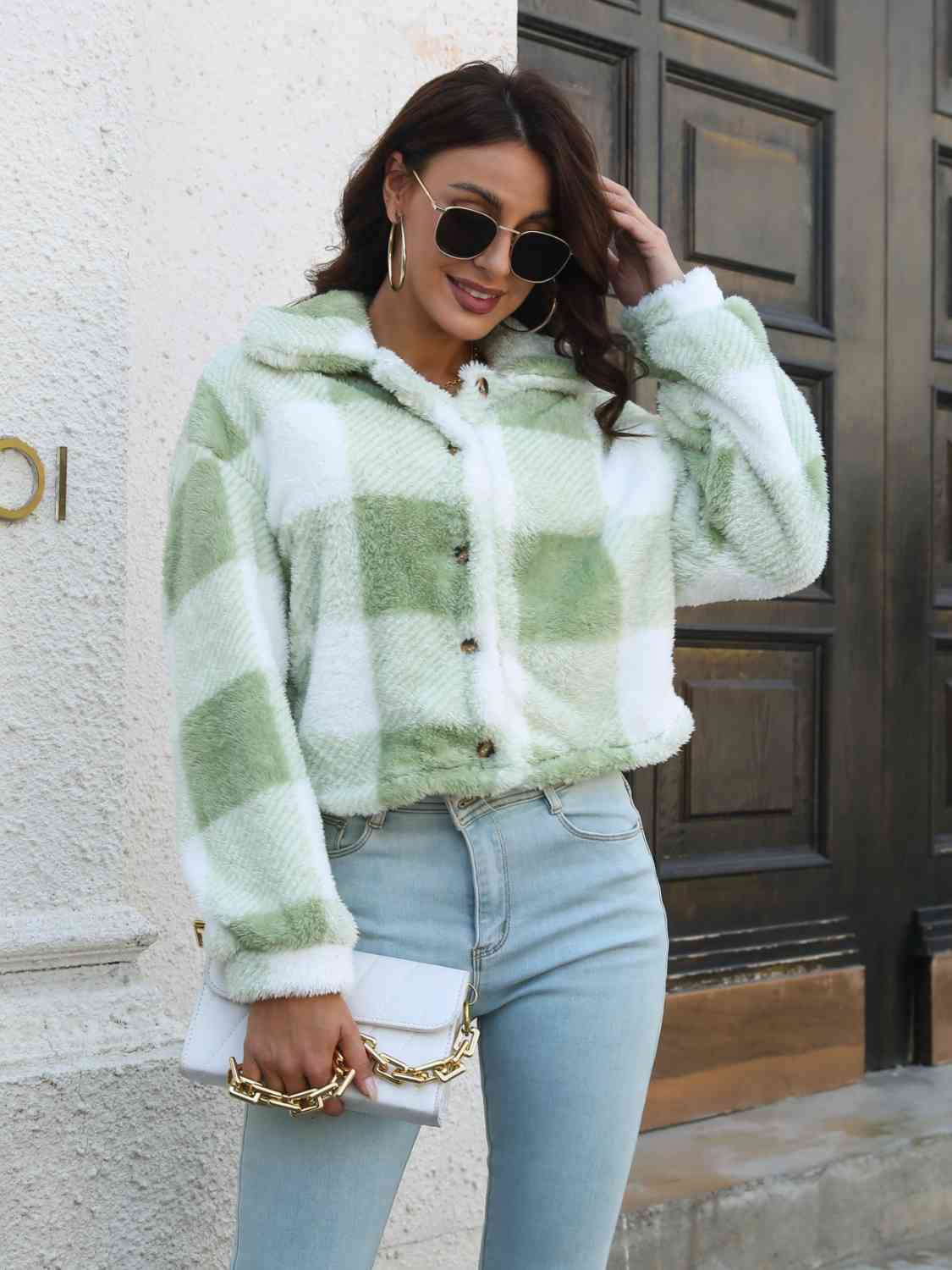 Outdoorsy Plaid Buttoned Jacket