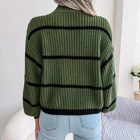 Makayla Striped Mock Neck Sweater