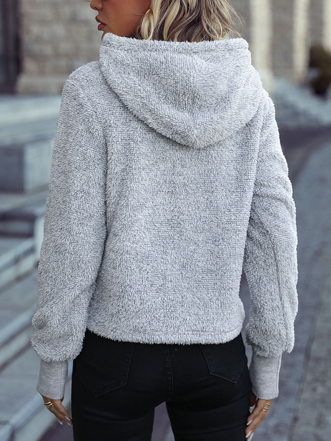 Always Cozy Drawstring Teddy Hoodie