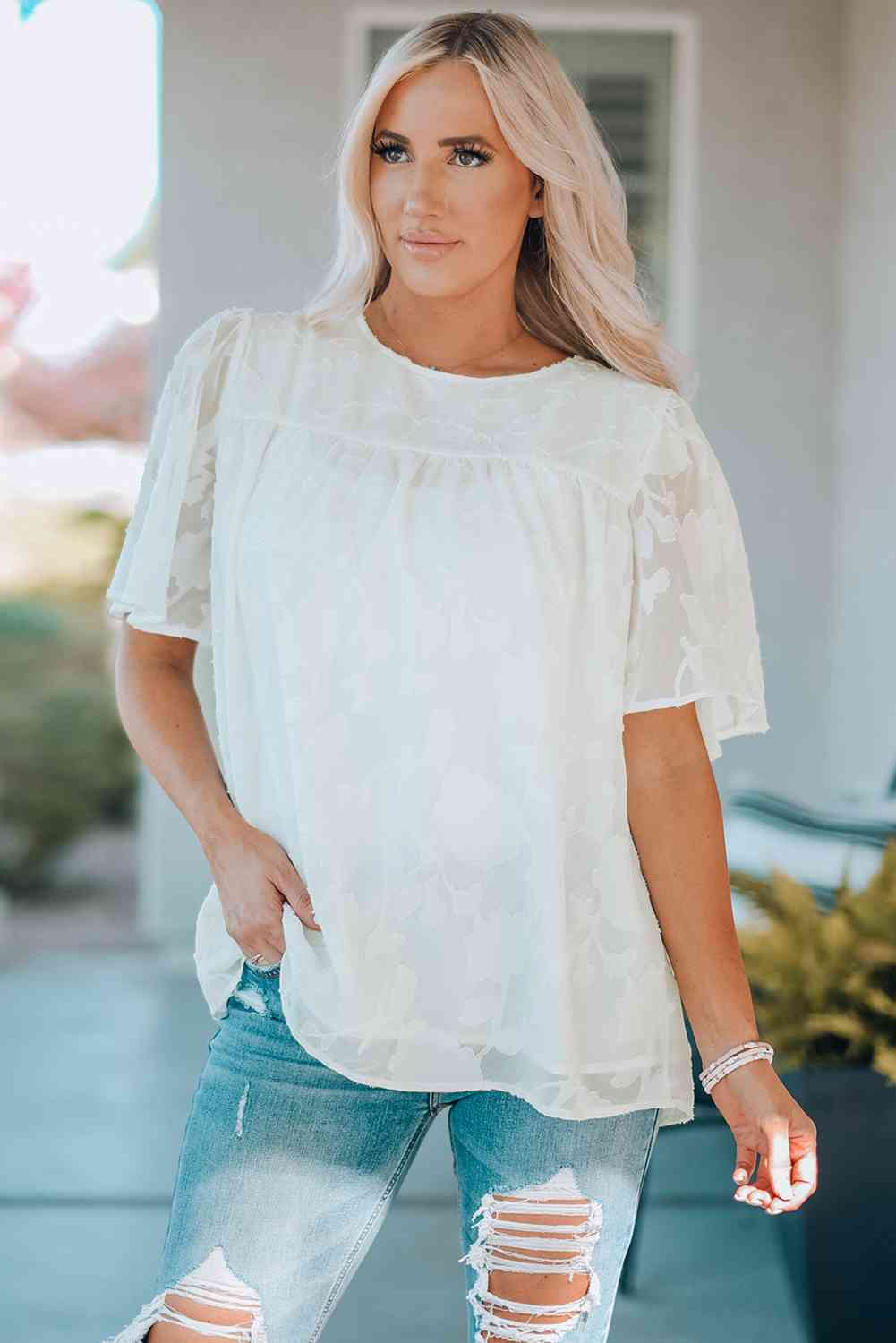 Vanessa Round Neck Puff Sleeve Blouse