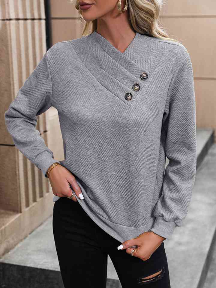 Annalise Asymmetrical Neck Long Sleeve Blouse