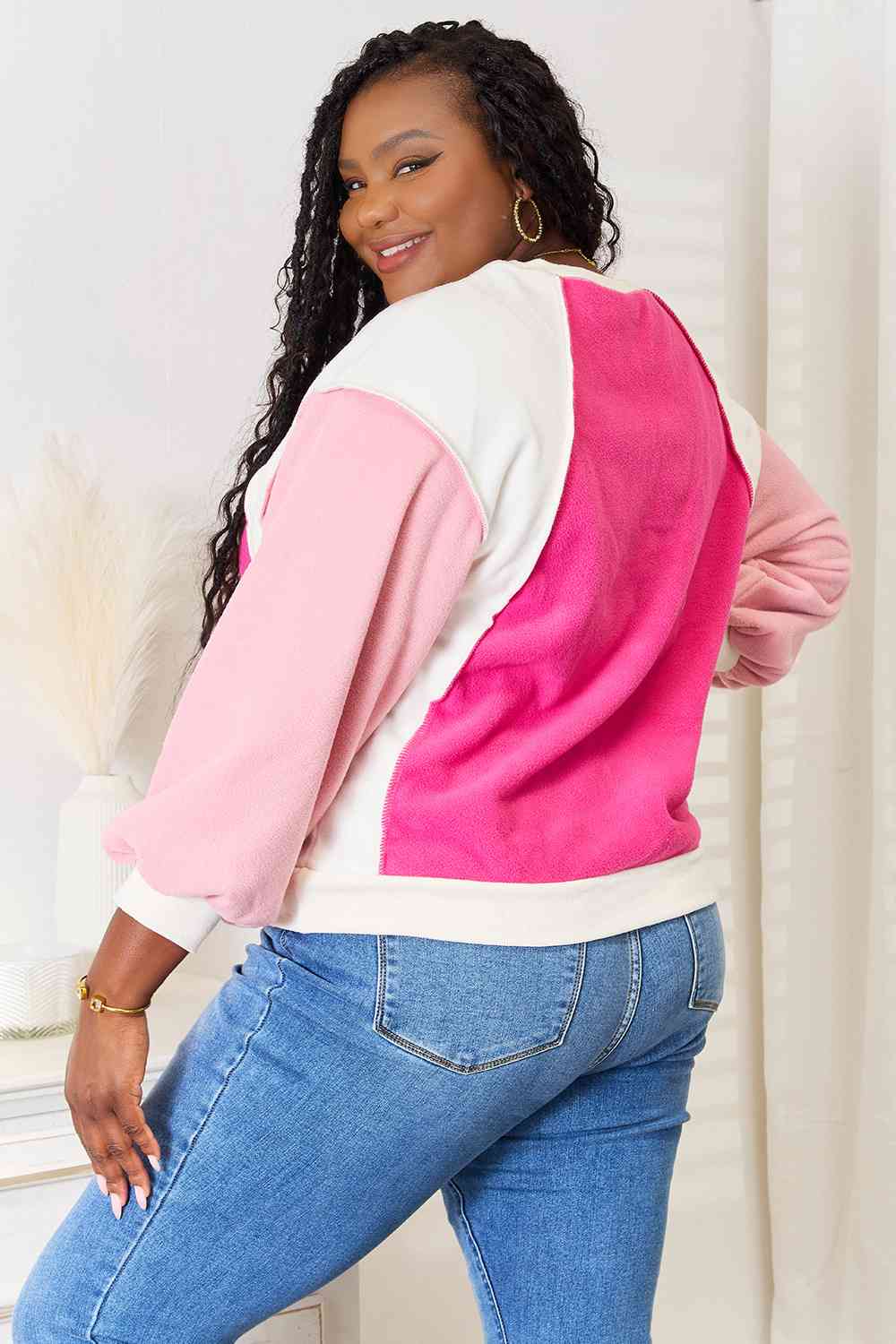 Aleena Color Block Dropped Shoulder Sweatshirt