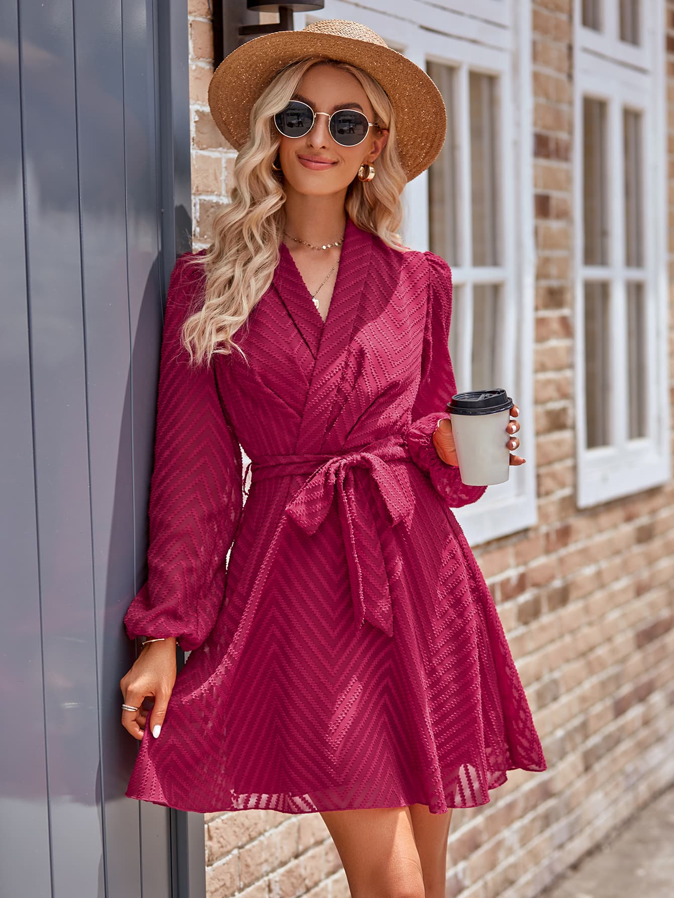 Haley Belted Long Sleeve Mini Dress