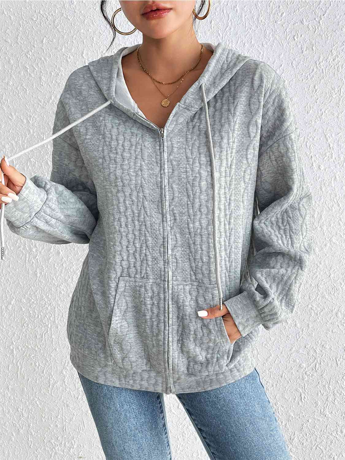 Gabrielle Zip Up Drawstring Hoodie