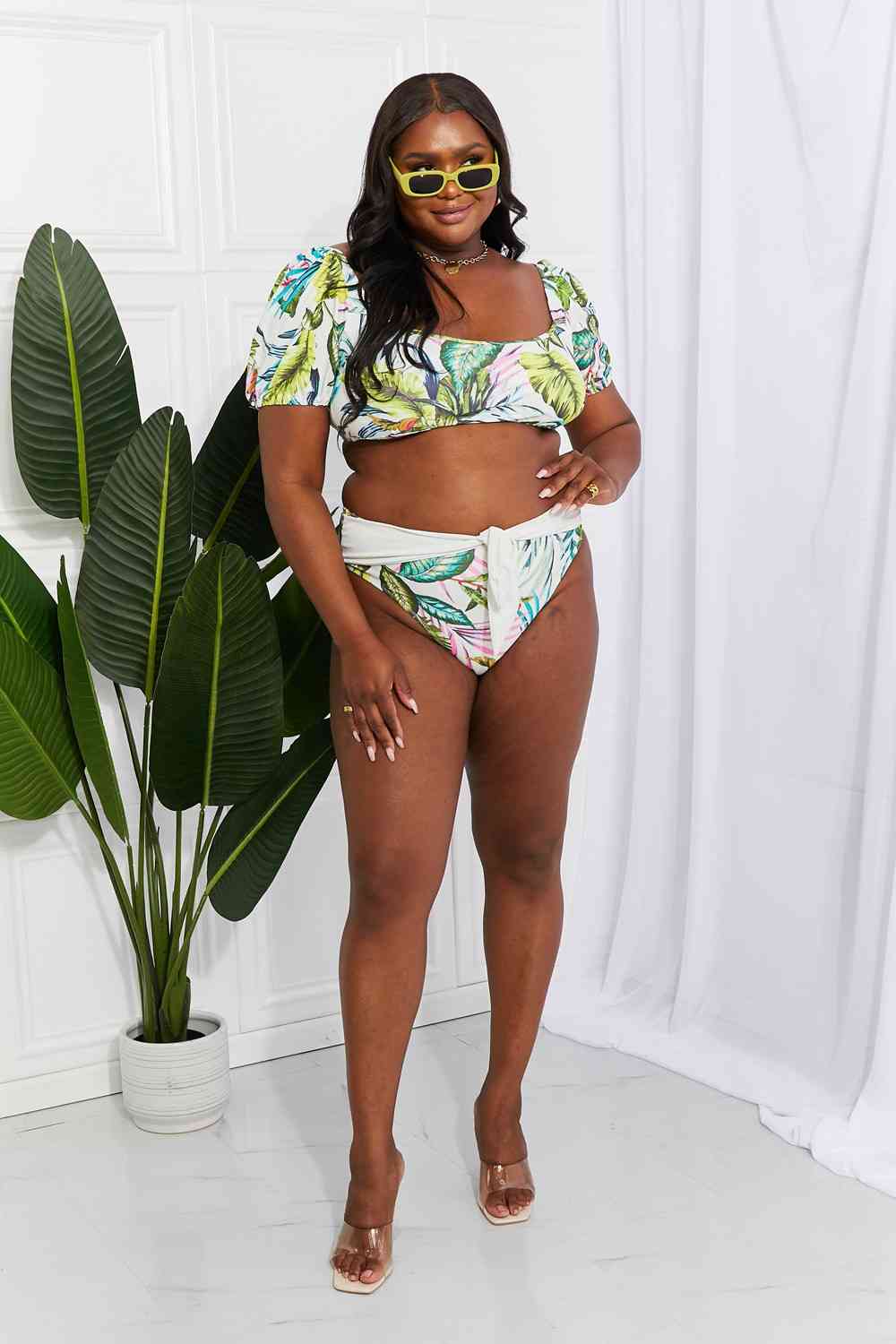 Tropical Vacation Puff Sleeve Floral Bikini