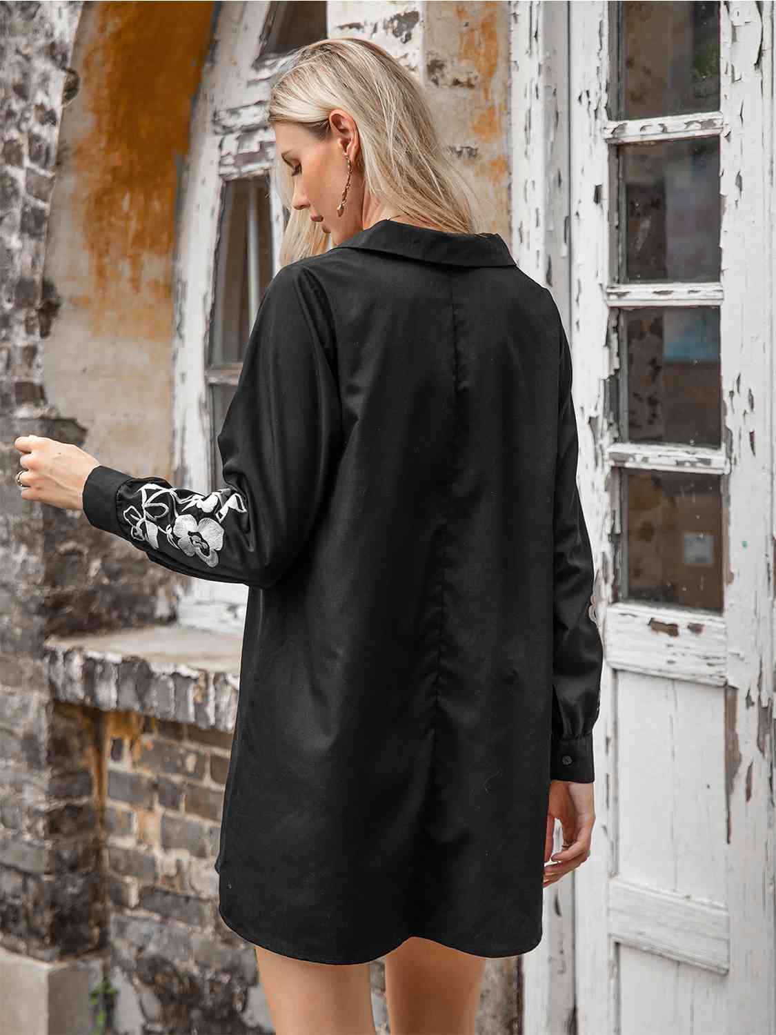 Brynlee Floral Collared Neck Long Sleeve Dress