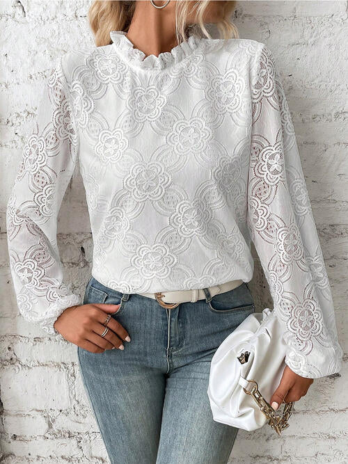 Bianca Floral Lace Balloon Sleeve Blouse