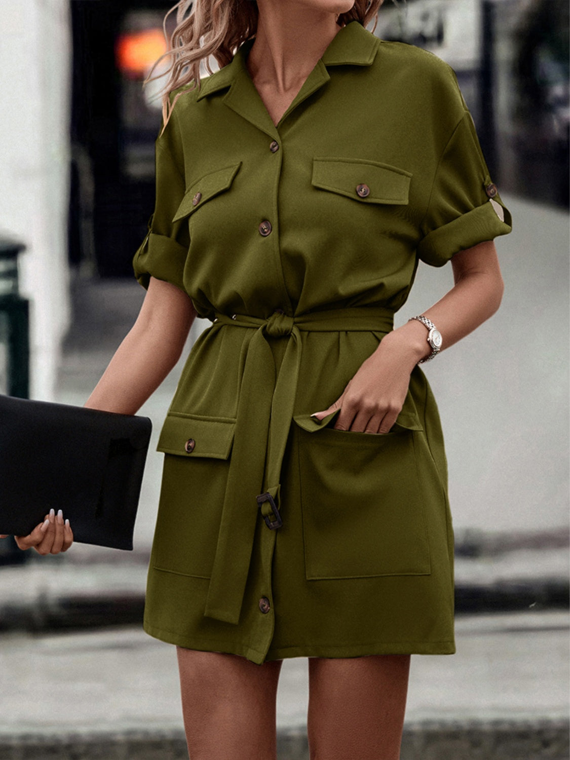 Hustle For It Tie Waist Mini Dress