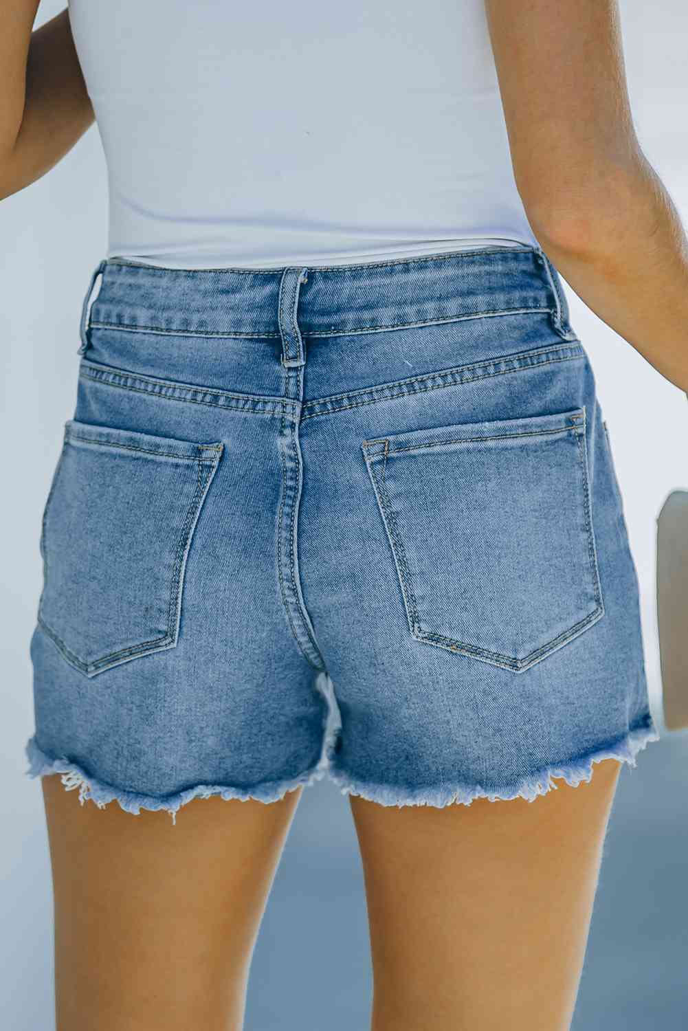 Madilyn Frayed Hem Distressed Denim Shorts