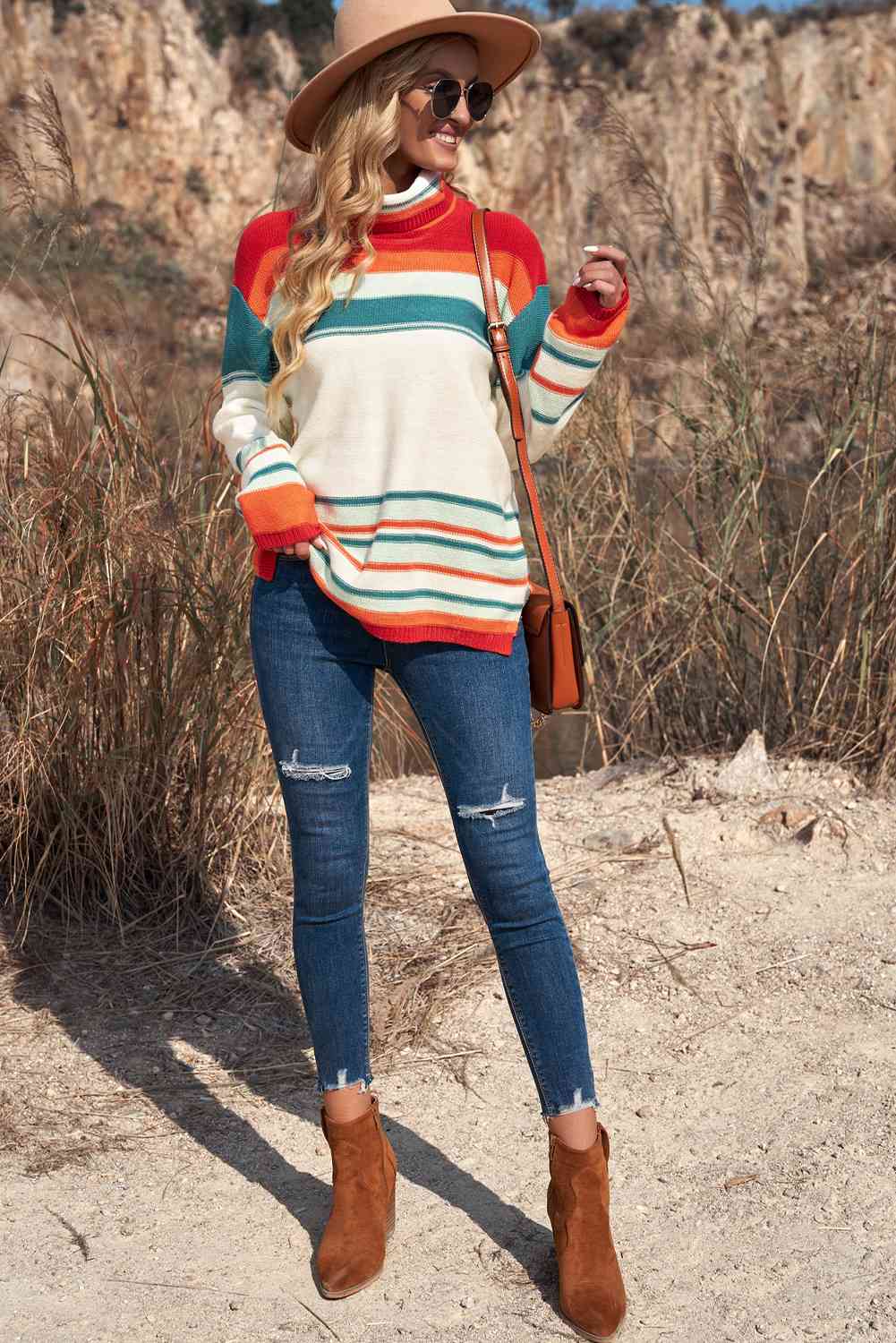 Casey Striped Turtleneck Sweater