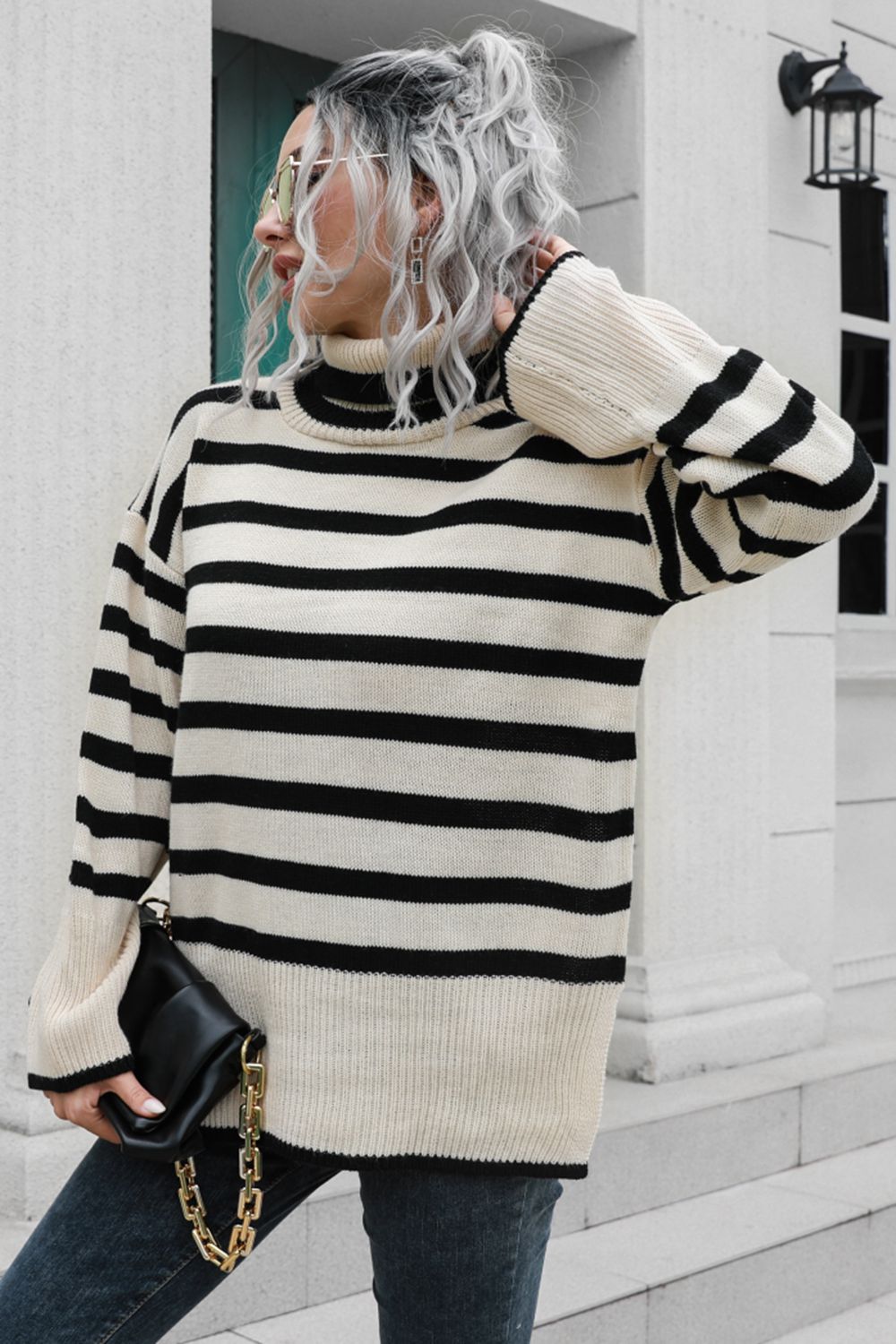 Good Life Striped Turtleneck Sweater