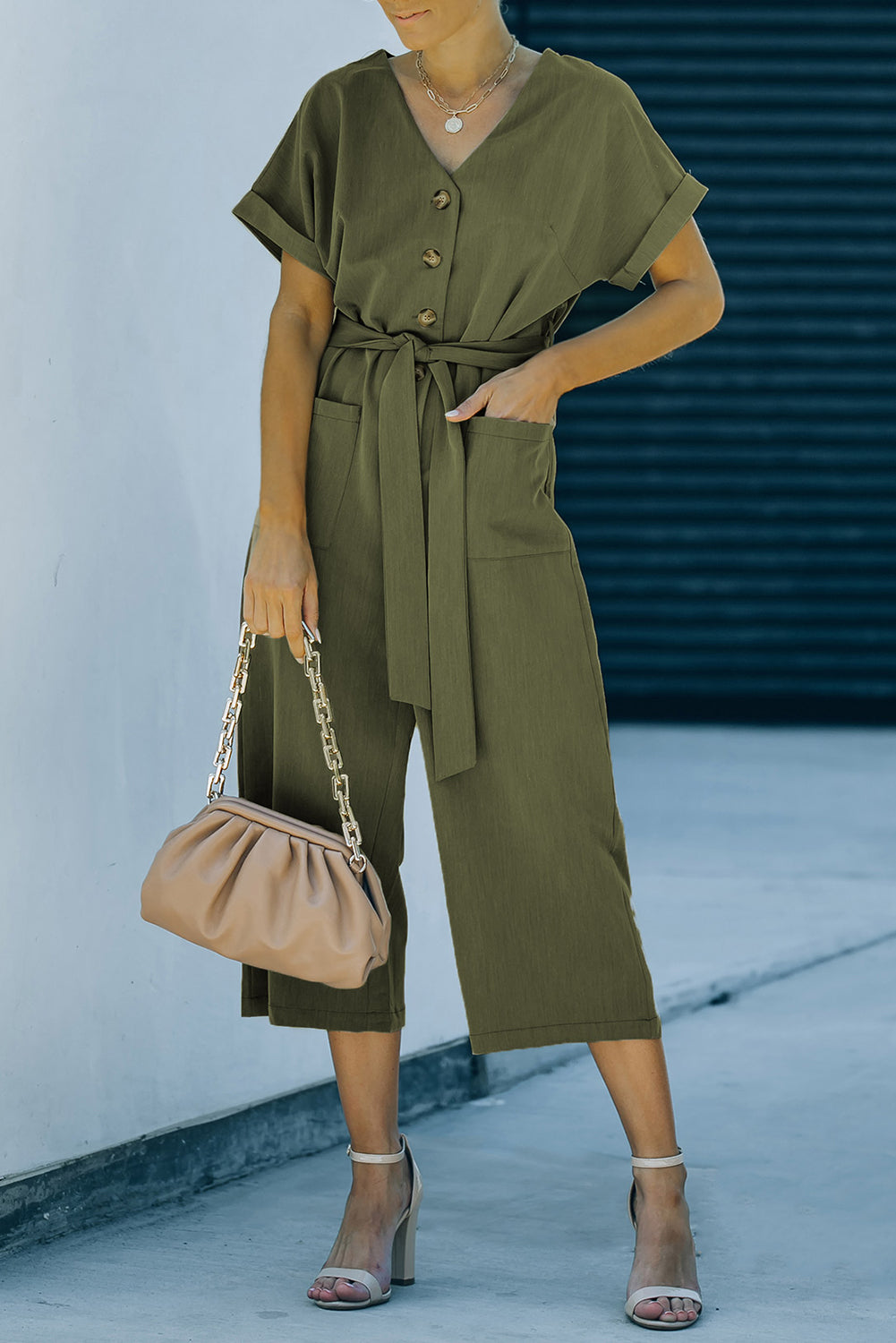 Lizette Tie-Waist Cropped Jumpsuit