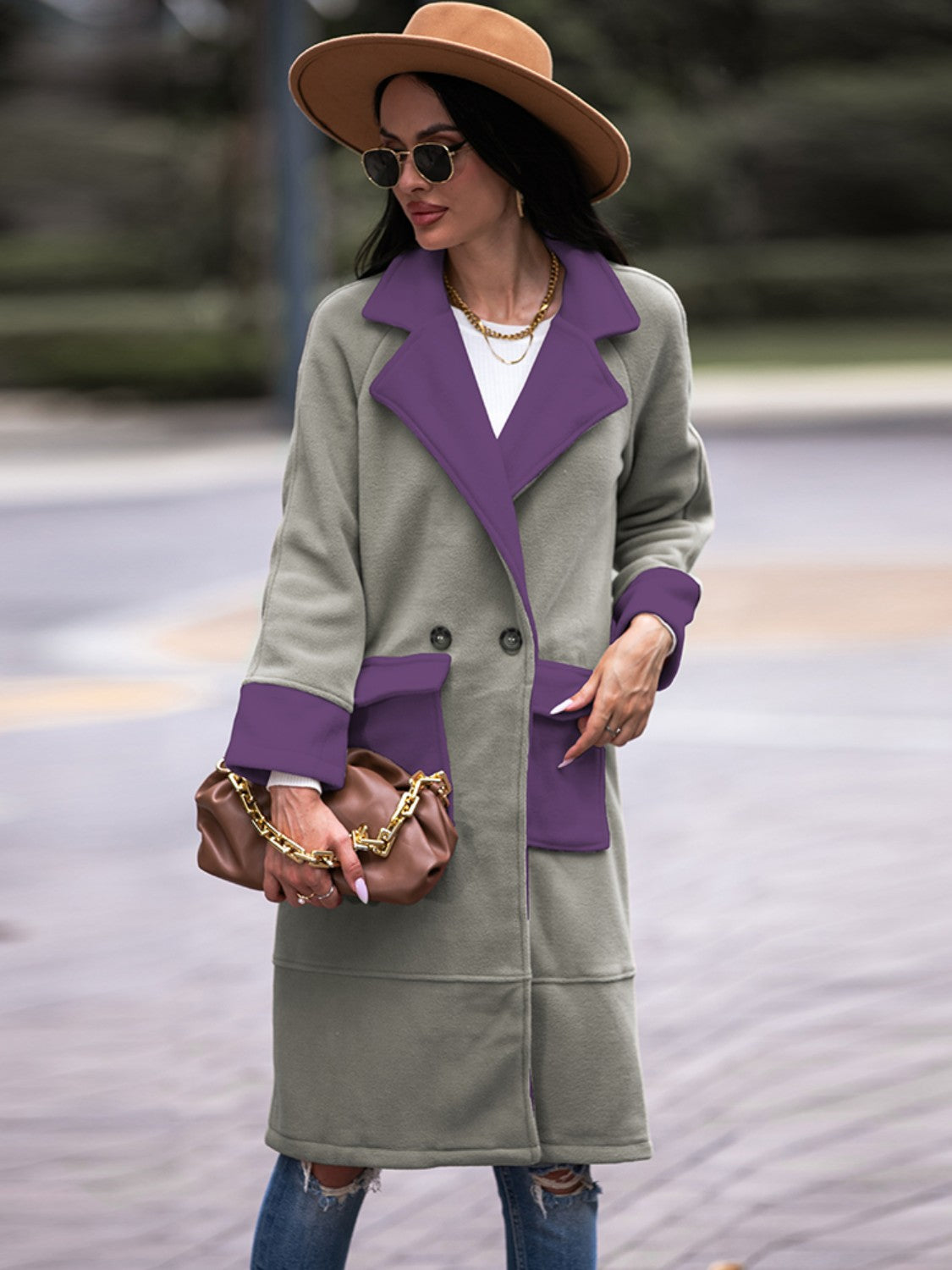 Go With It Contrast Lapel Coat
