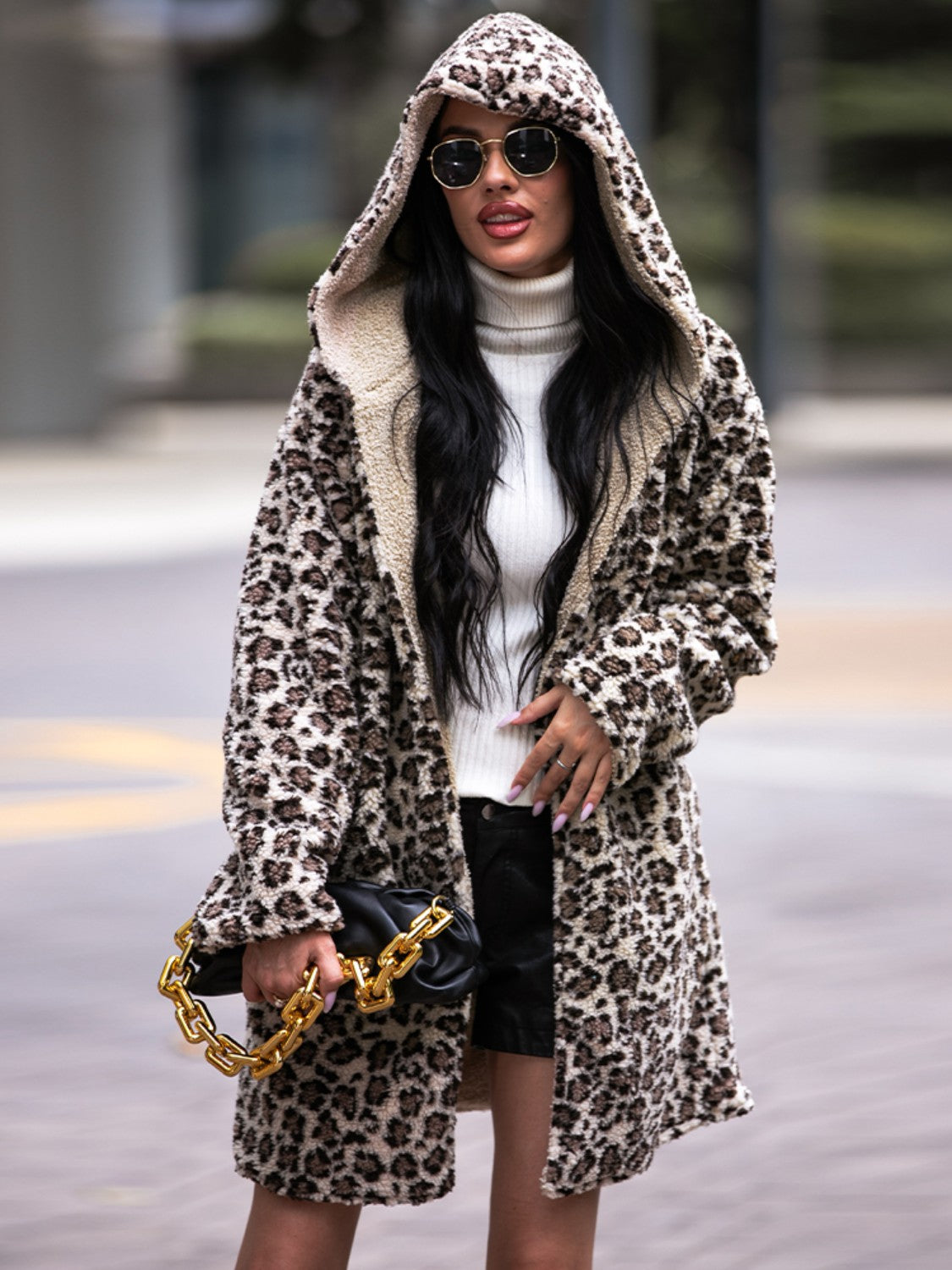 Wild One Leopard Hooded Coat