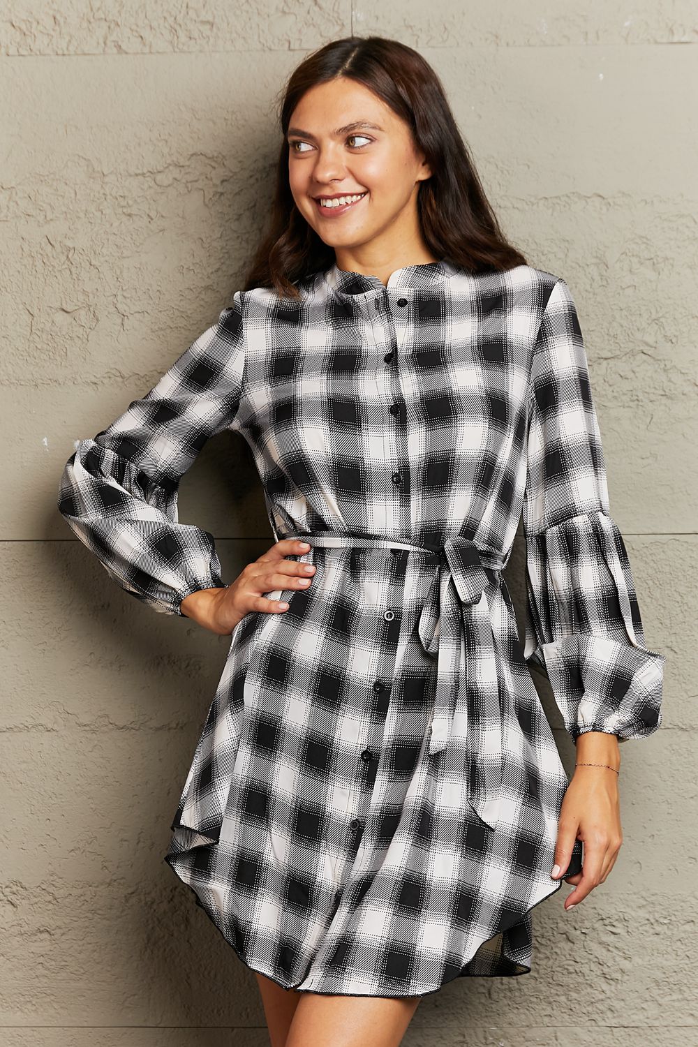 Eve Plaid Tie Waist Mini Dress
