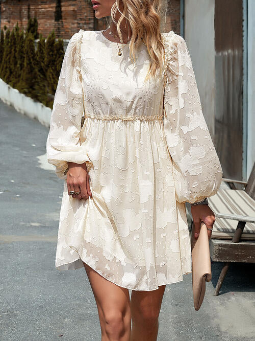 Delilah Ruffle Trim Balloon Sleeve Mini Dress