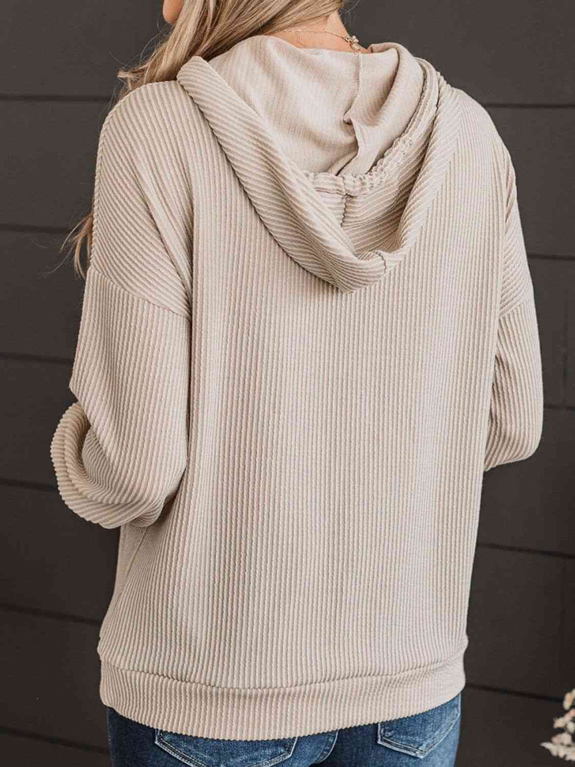 Elisa Ribbed Drawstring Hoodie