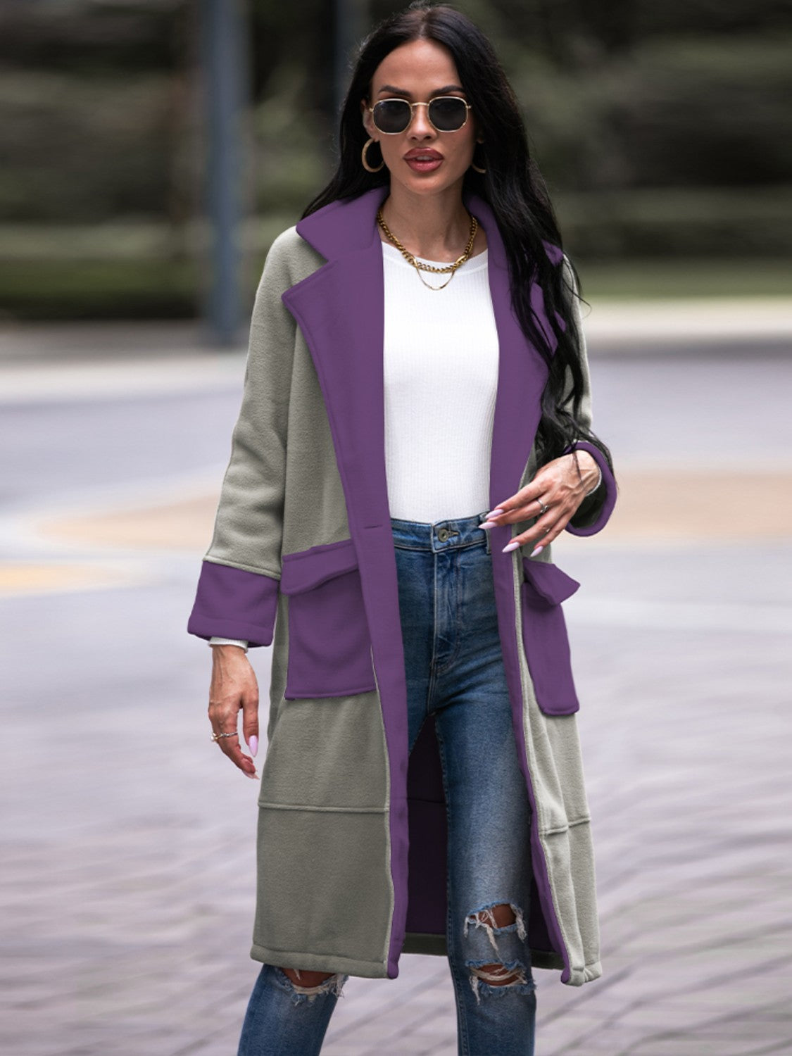 Go With It Contrast Lapel Coat