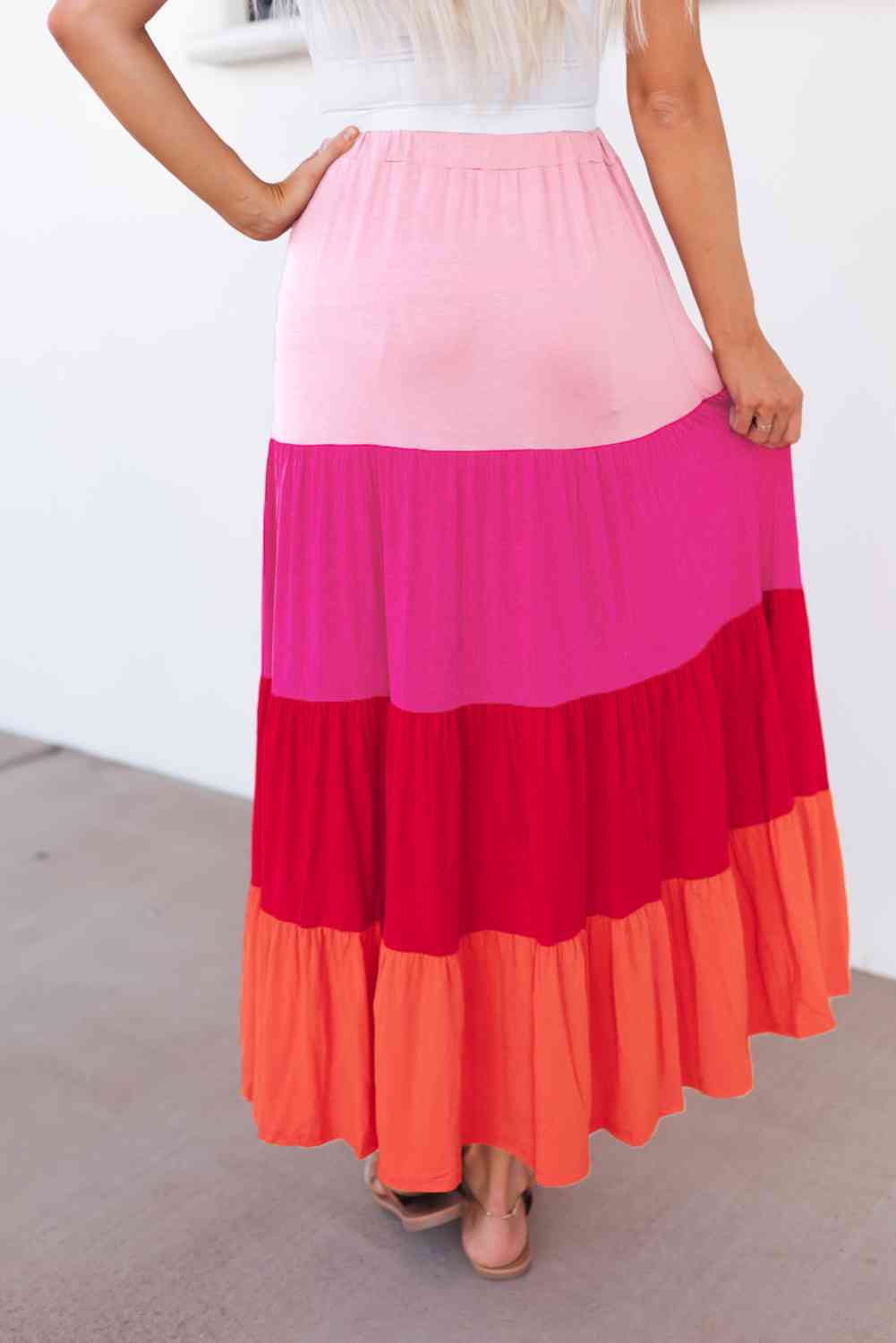 Aurelia Color Block Tiered Maxi Skirt