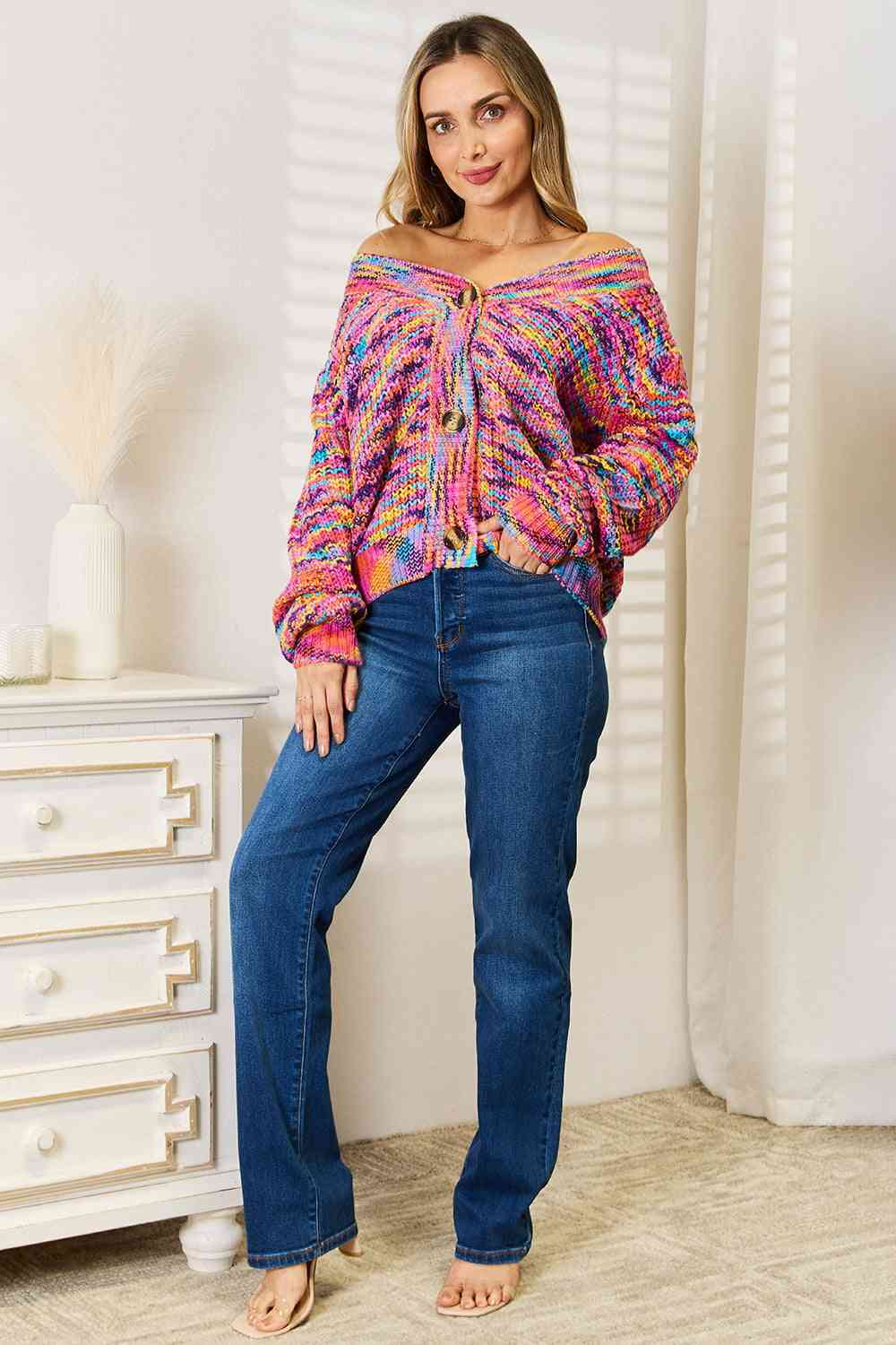 Colorful V-Neck Cardigan