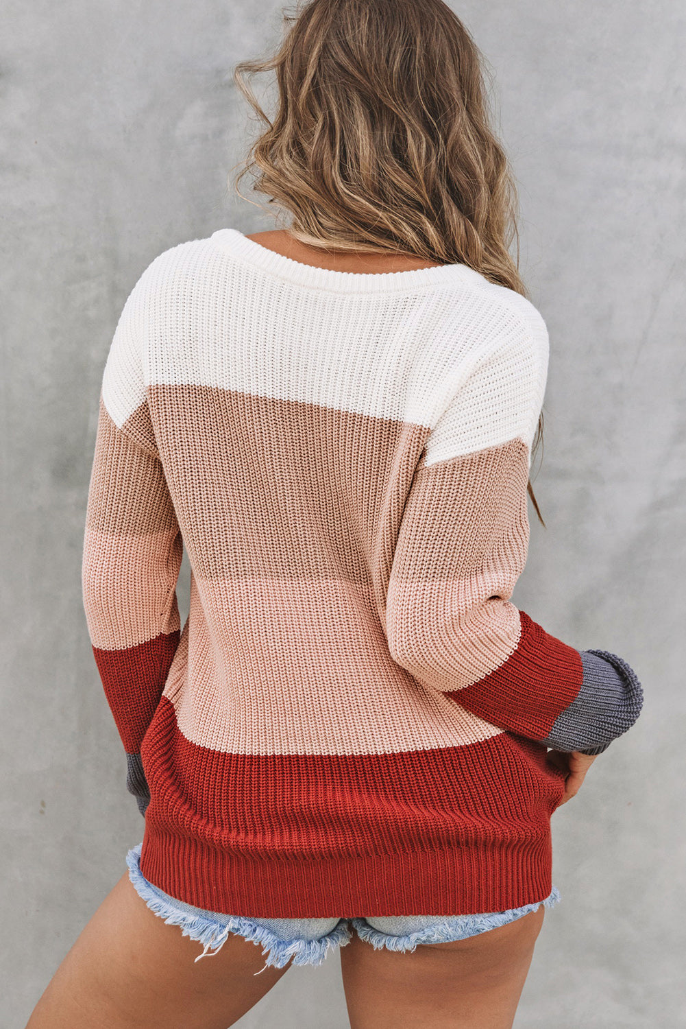 Dallas Color Block Round Neck Sweater