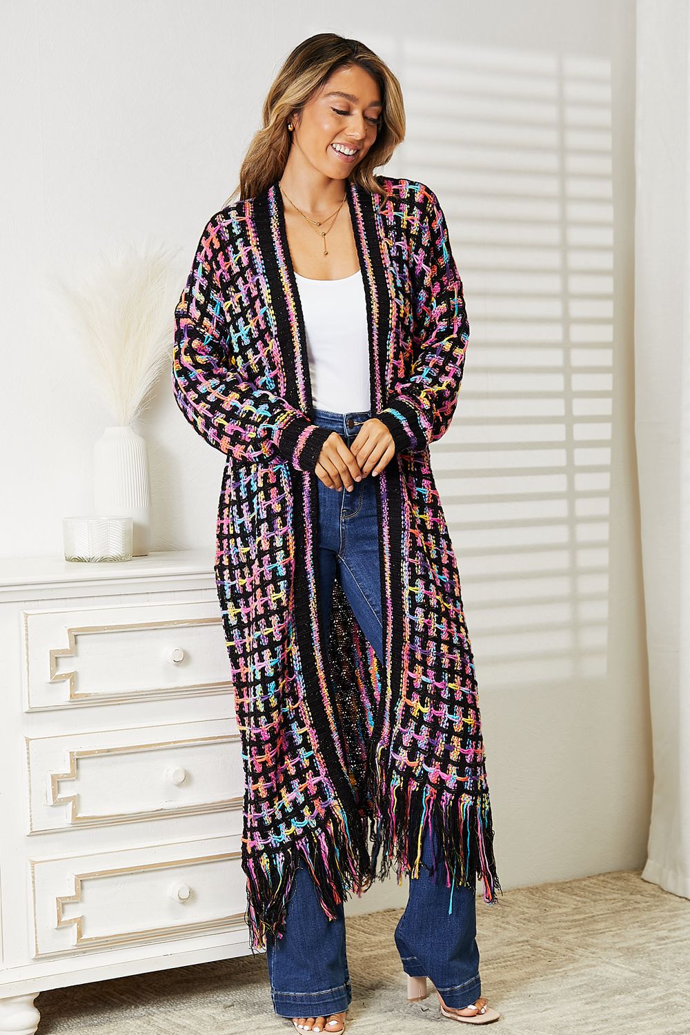 Stay Cozy Open Front Fringe Hem Cardigan