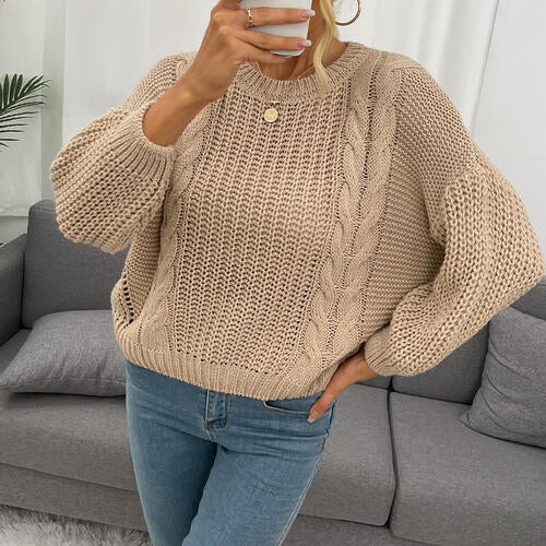 Angelique Openwork Round Neck Sweater