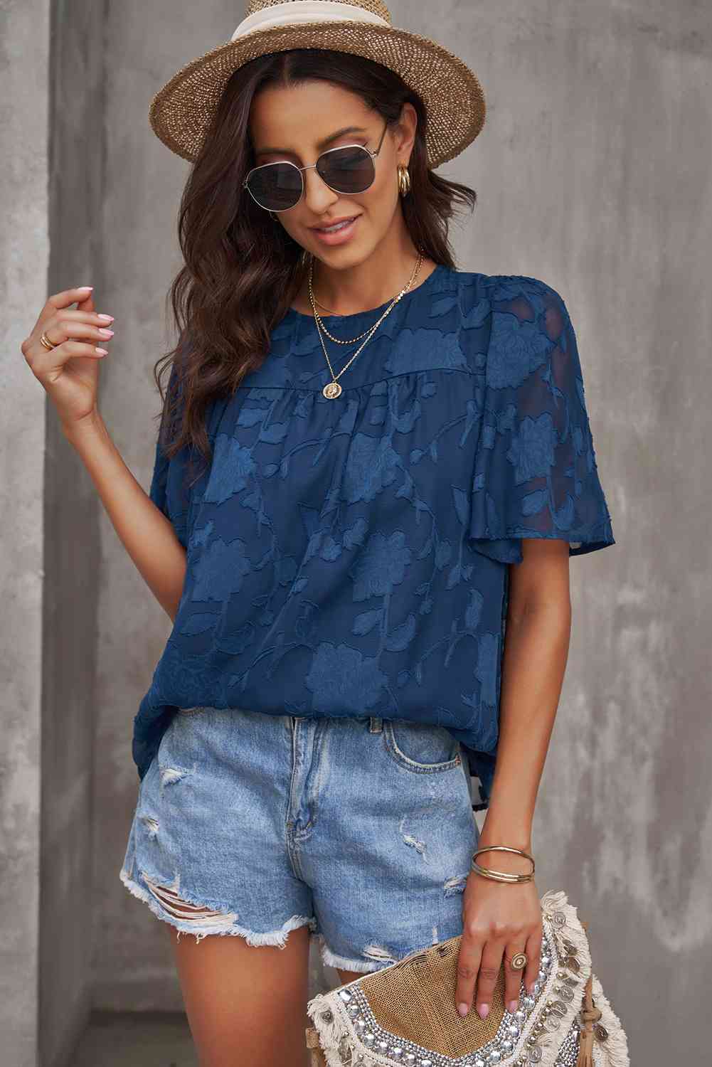 Vanessa Round Neck Puff Sleeve Blouse