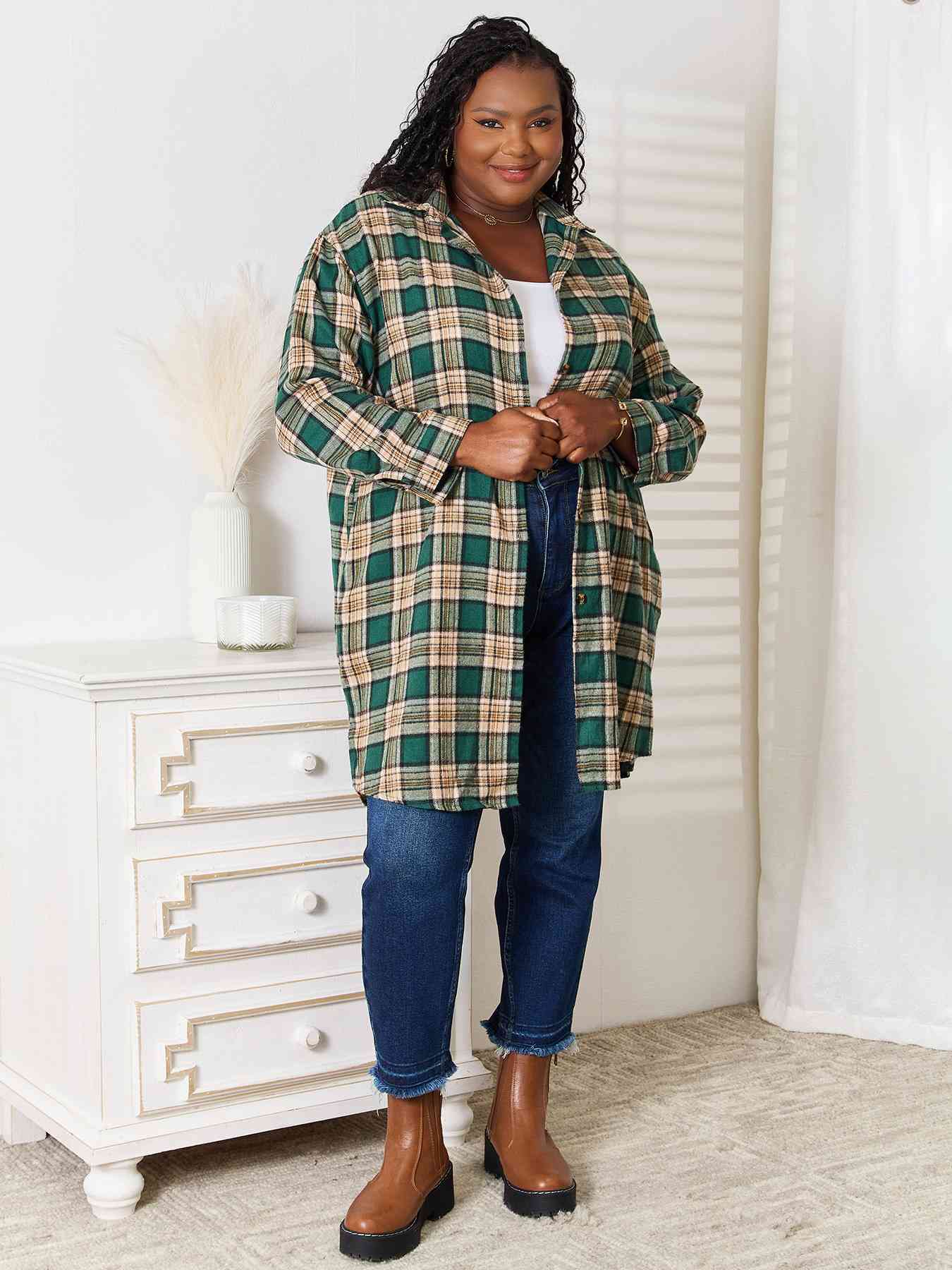 Evie Plaid Collared Neck Long Sleeve Shirt