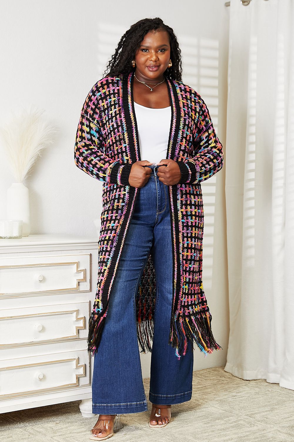Stay Cozy Open Front Fringe Hem Cardigan