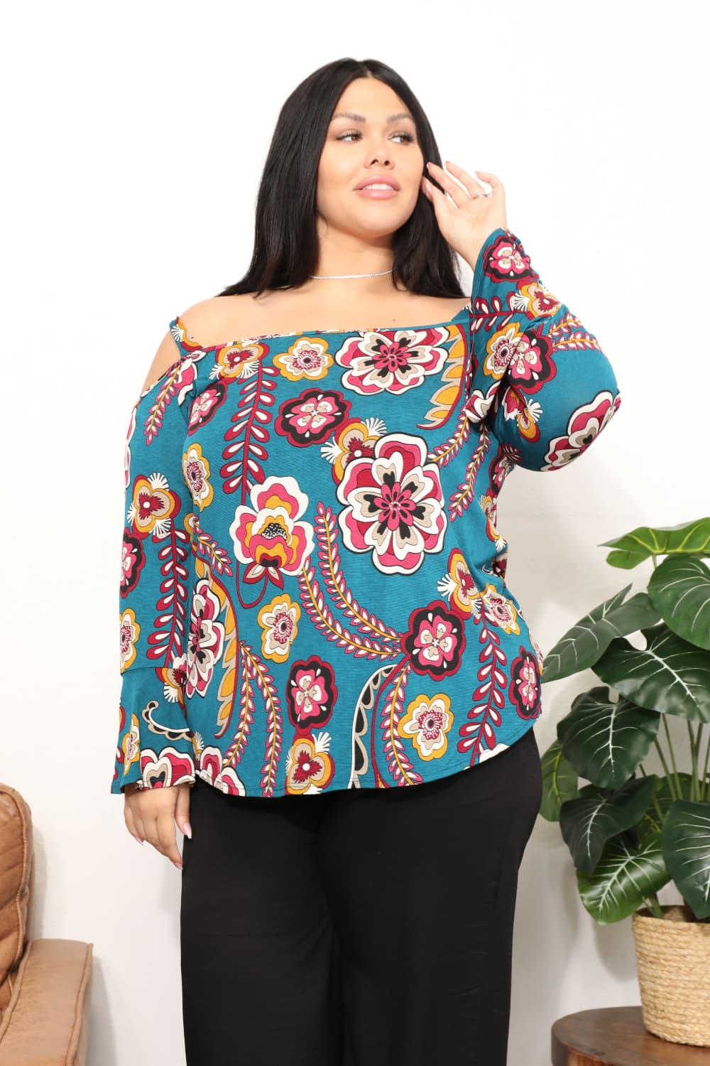 Gracie Floral Cold Shoulder Blouse