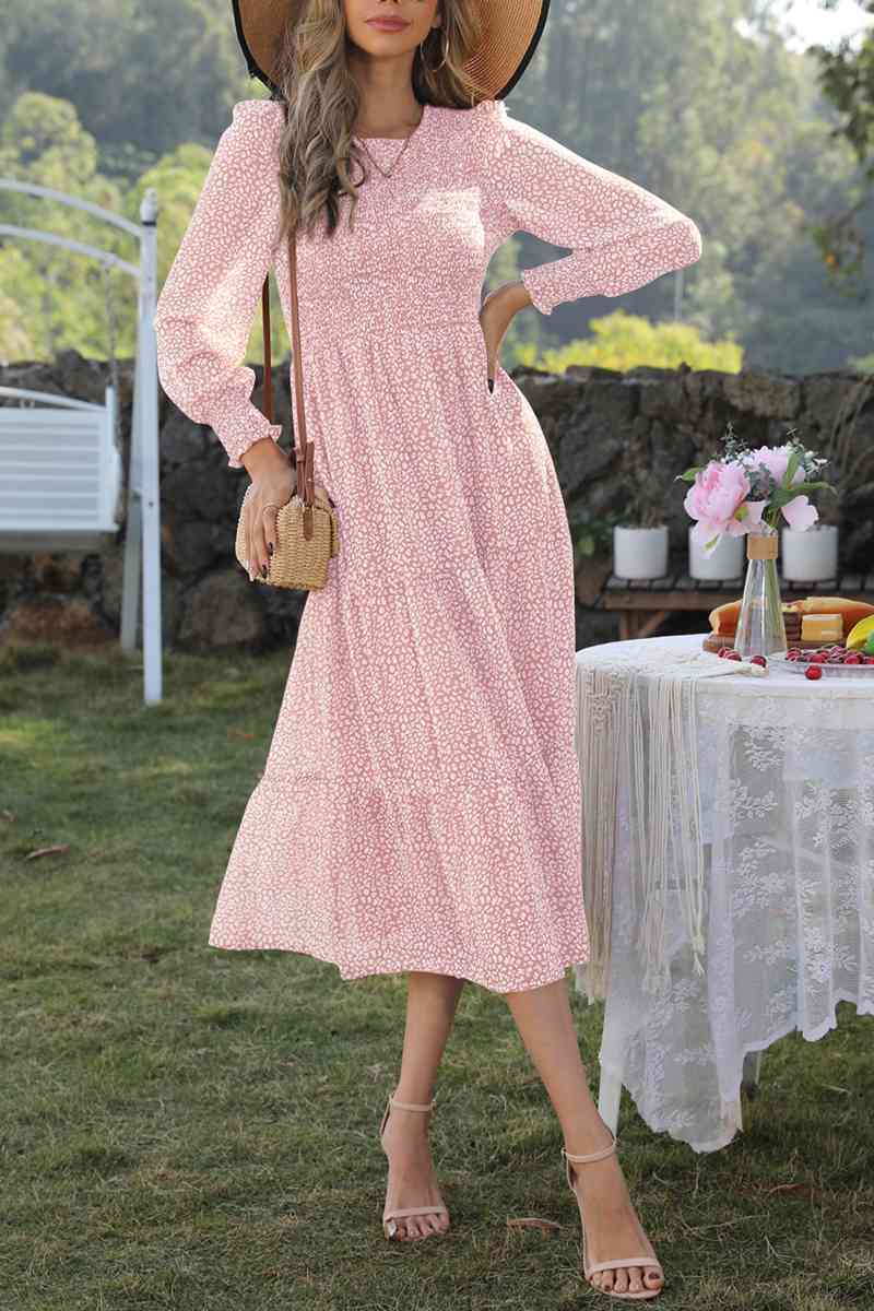 Evelyn Lantern Sleeve Midi Dress