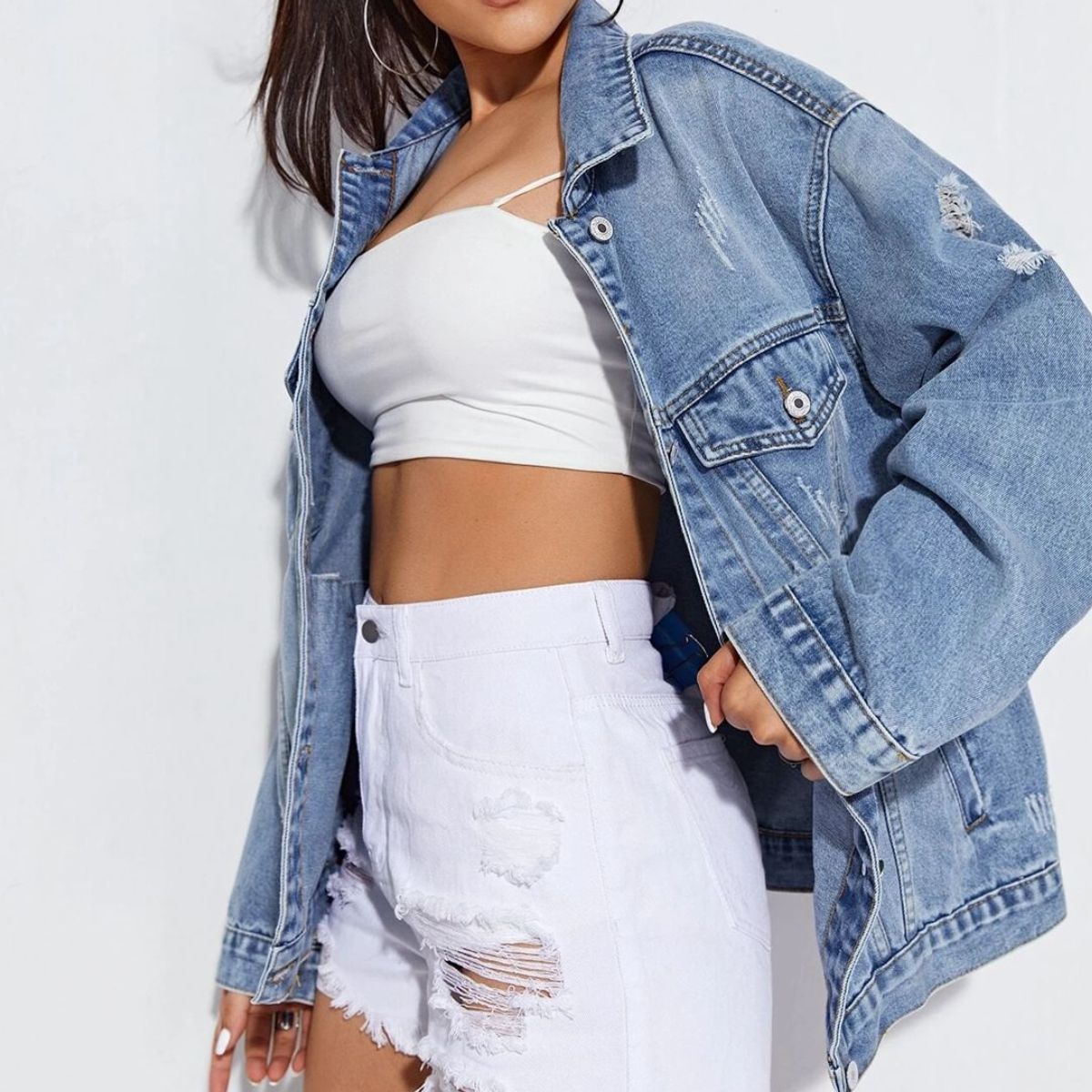 Stay Trending Distressed Denim Jacket