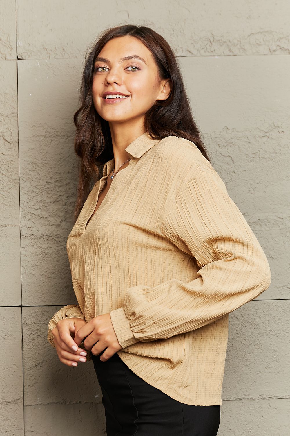 Wait For Me Textured Blouse