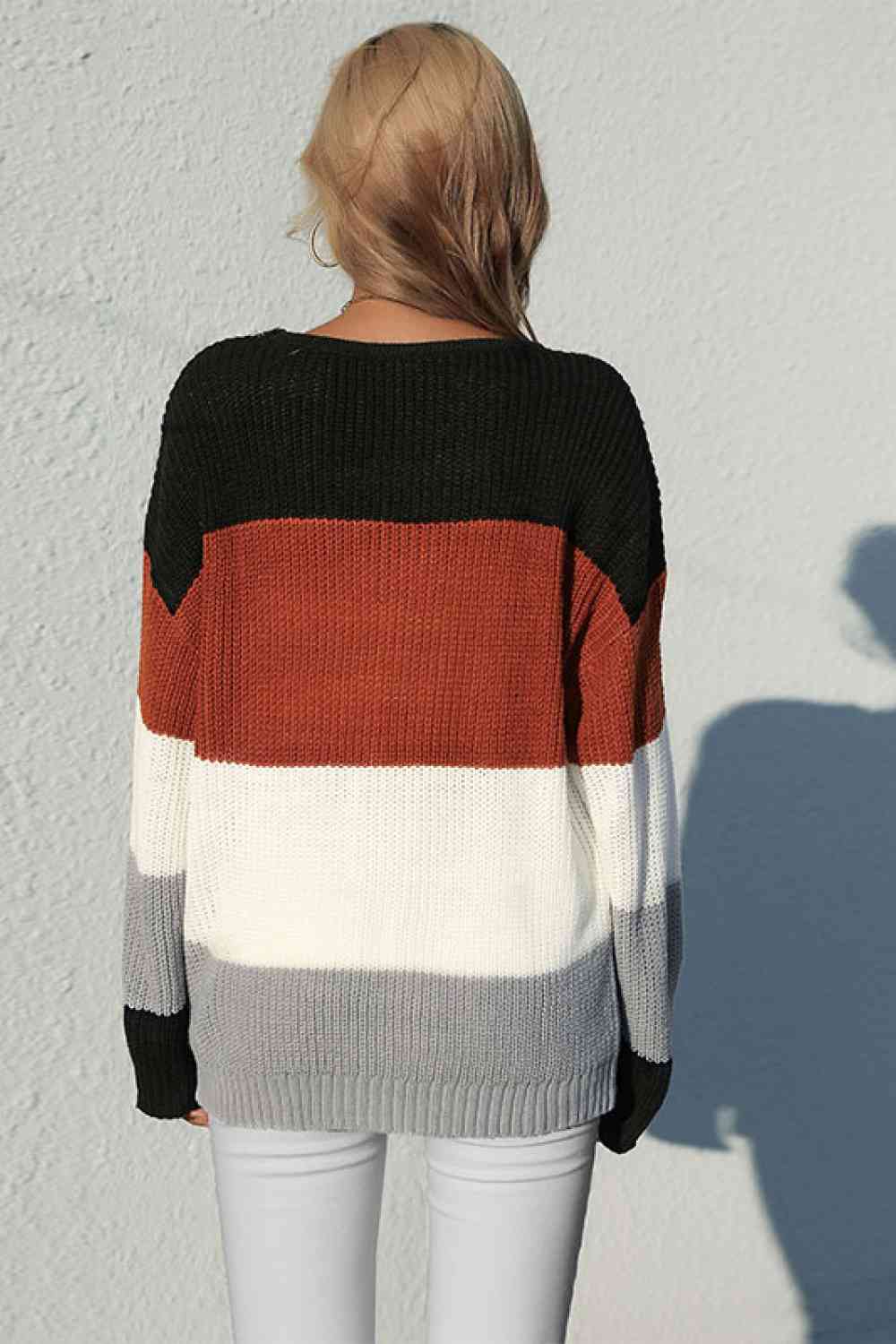 Indie Striped Rib-Knit Pullover Sweater