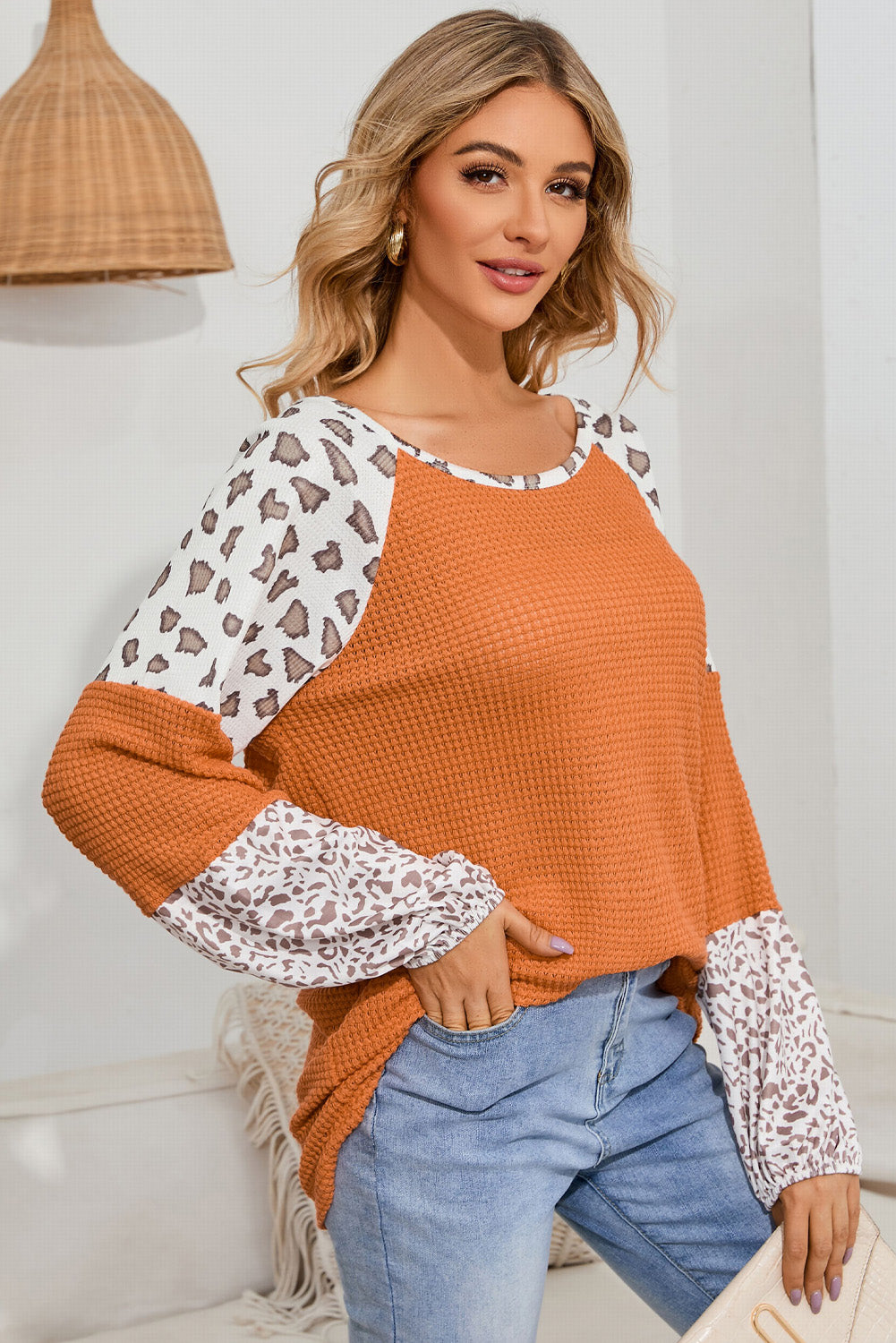 Scout Leopard Waffle-Knit Blouse