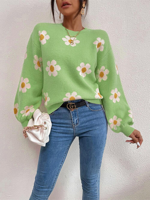 Luna Flower Lantern Sleeve Sweater
